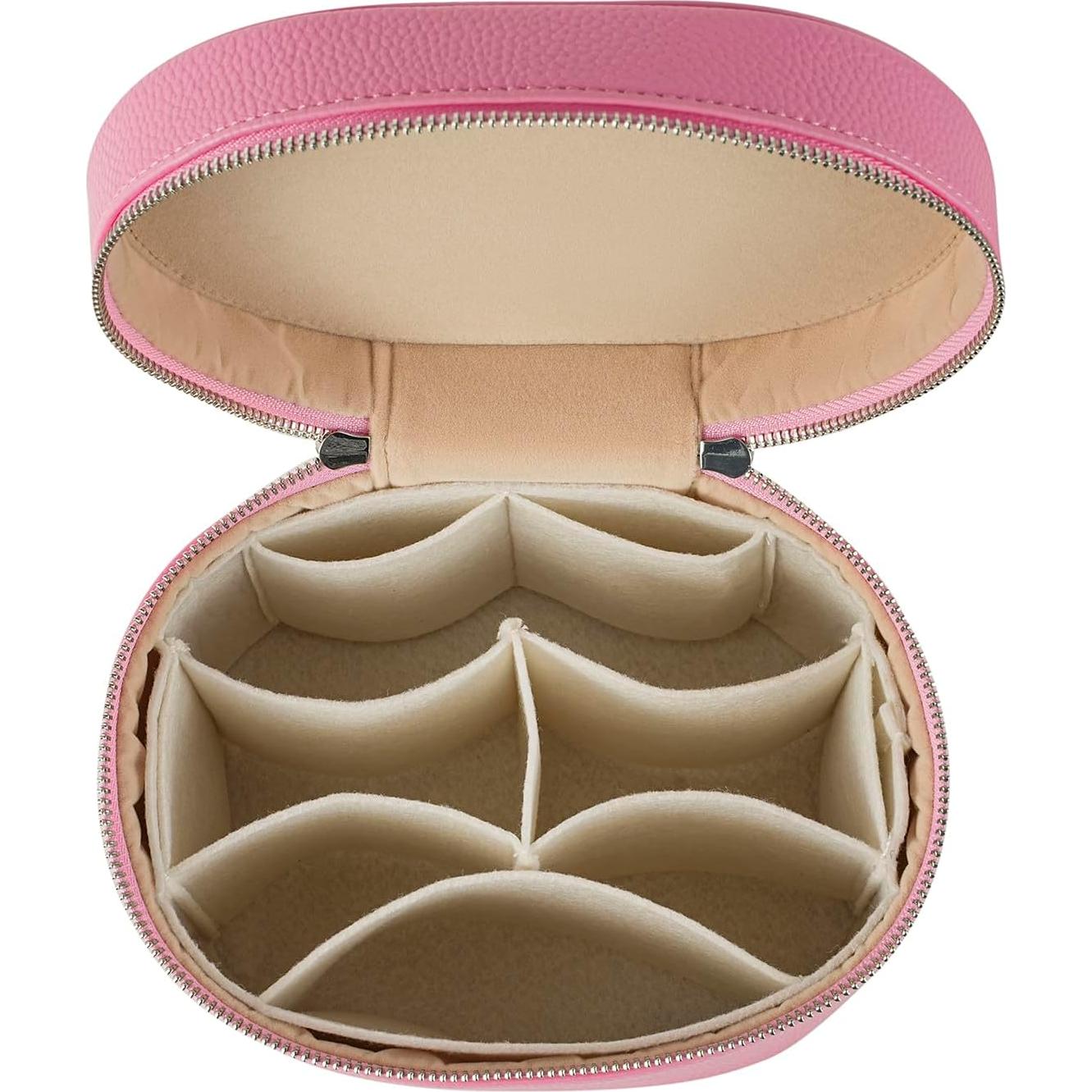 Bolsa de Maquillaje Rosa PU Impermeable con Divisores 20.3x14.5cm