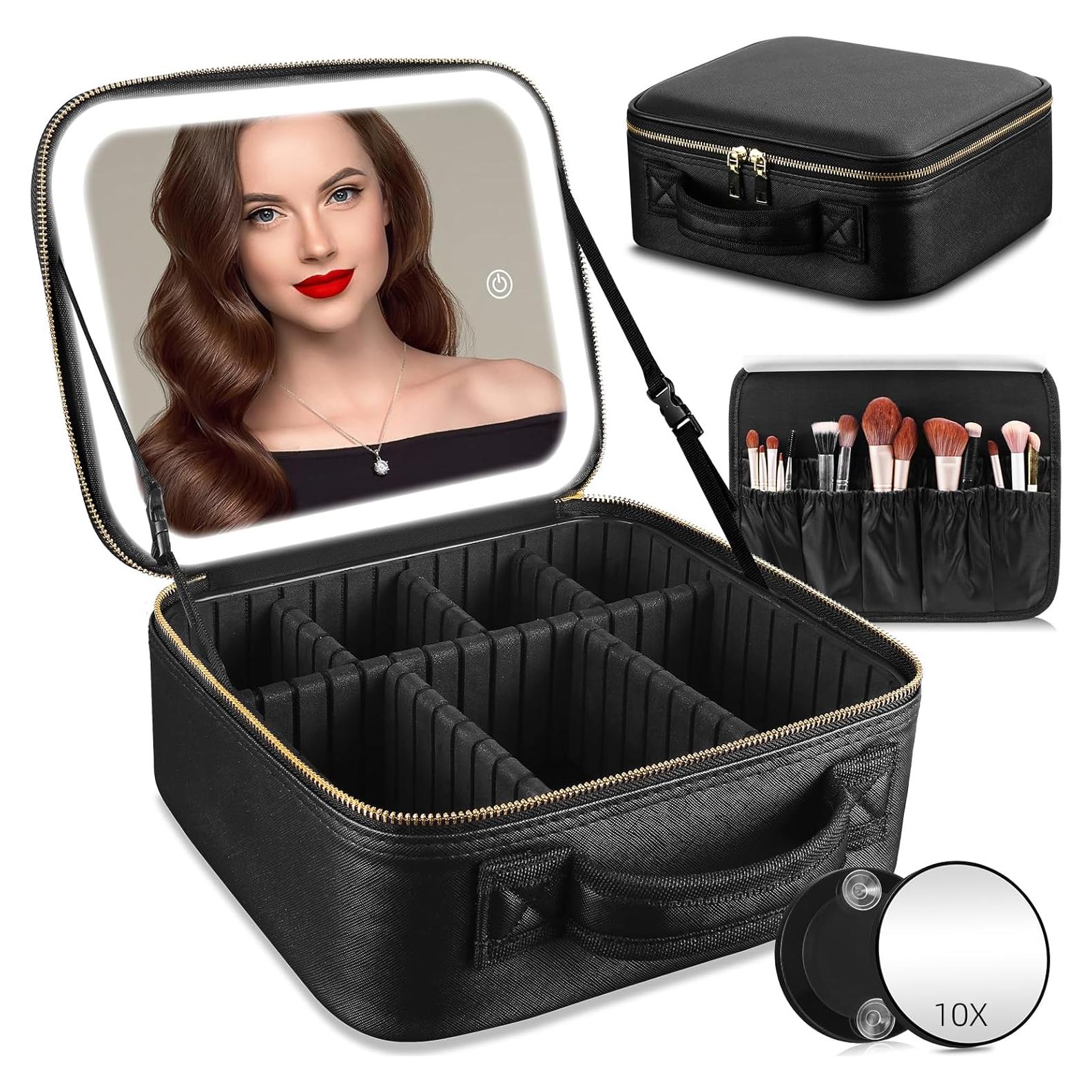 Estuche de Maquillaje RRtide con Espejo LED y Divisores Ajustables