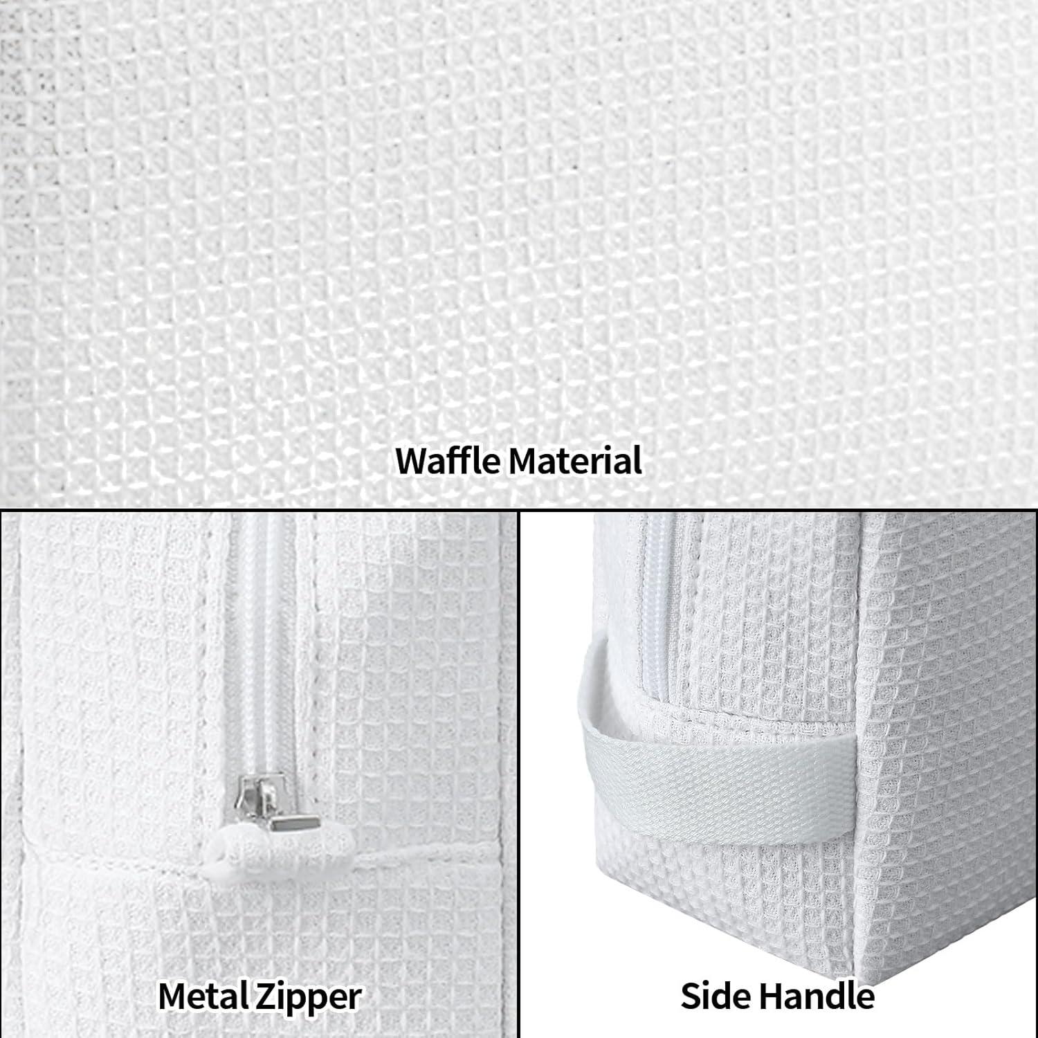 Bolsa de Maquillaje Waffle DYSHAYEN Pequeña Blanca 22.86x8.89x13.97cm