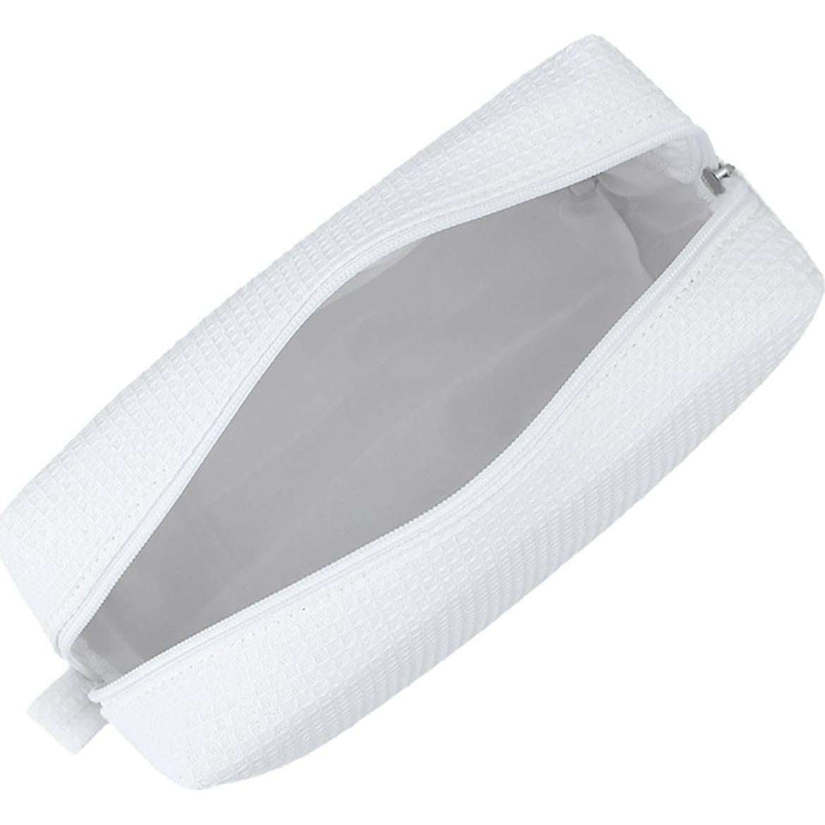 Bolsa de Maquillaje Waffle DYSHAYEN Pequeña Blanca 22.86x8.89x13.97cm