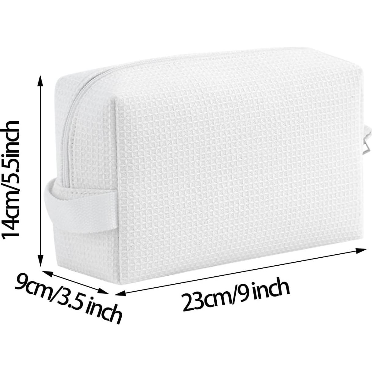 Bolsa de Maquillaje Waffle DYSHAYEN Pequeña Blanca 22.86x8.89x13.97cm