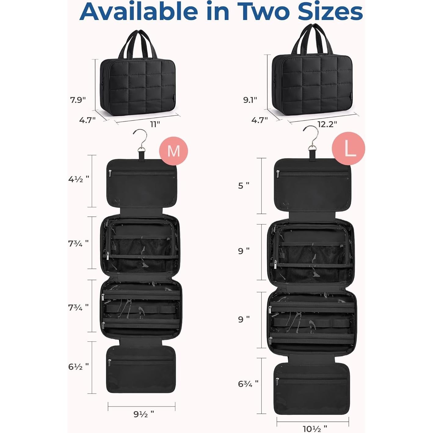 Bolsa de Aseo Colgante BAGSMART Grande Negra 30.99x11.94x22.95 cm