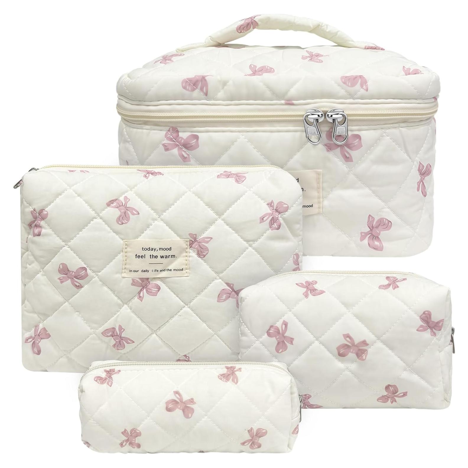 Bolsa de Maquillaje Acolchada Quilted Pinkbow 1 - 4 Piezas Rosa