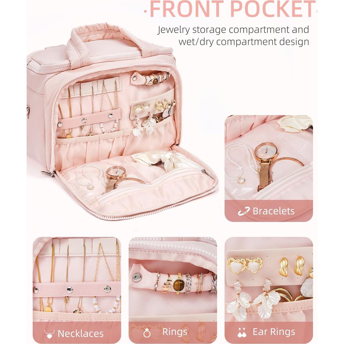 Bolsa de Aseo Grande WESTBRONCO Rosa con Organizador de Joyería