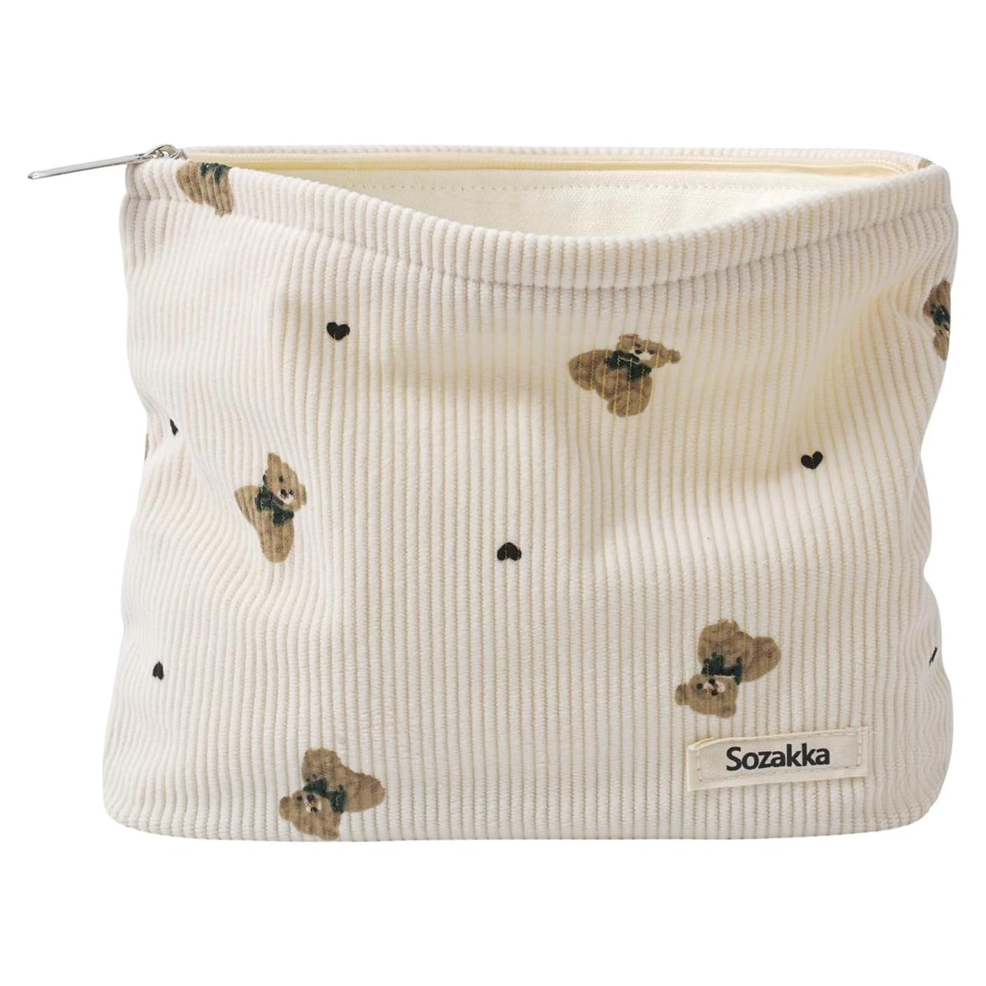 Bolsa de Maquillaje Terciopelo Coquette 24.9x19.8cm Beige