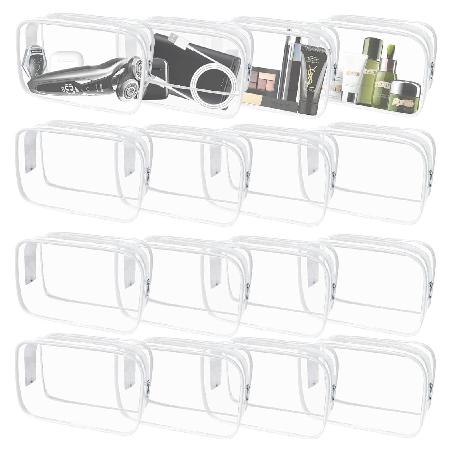 16 Bolsas de Maquillaje Transparentes TSA PVC Reutilizables