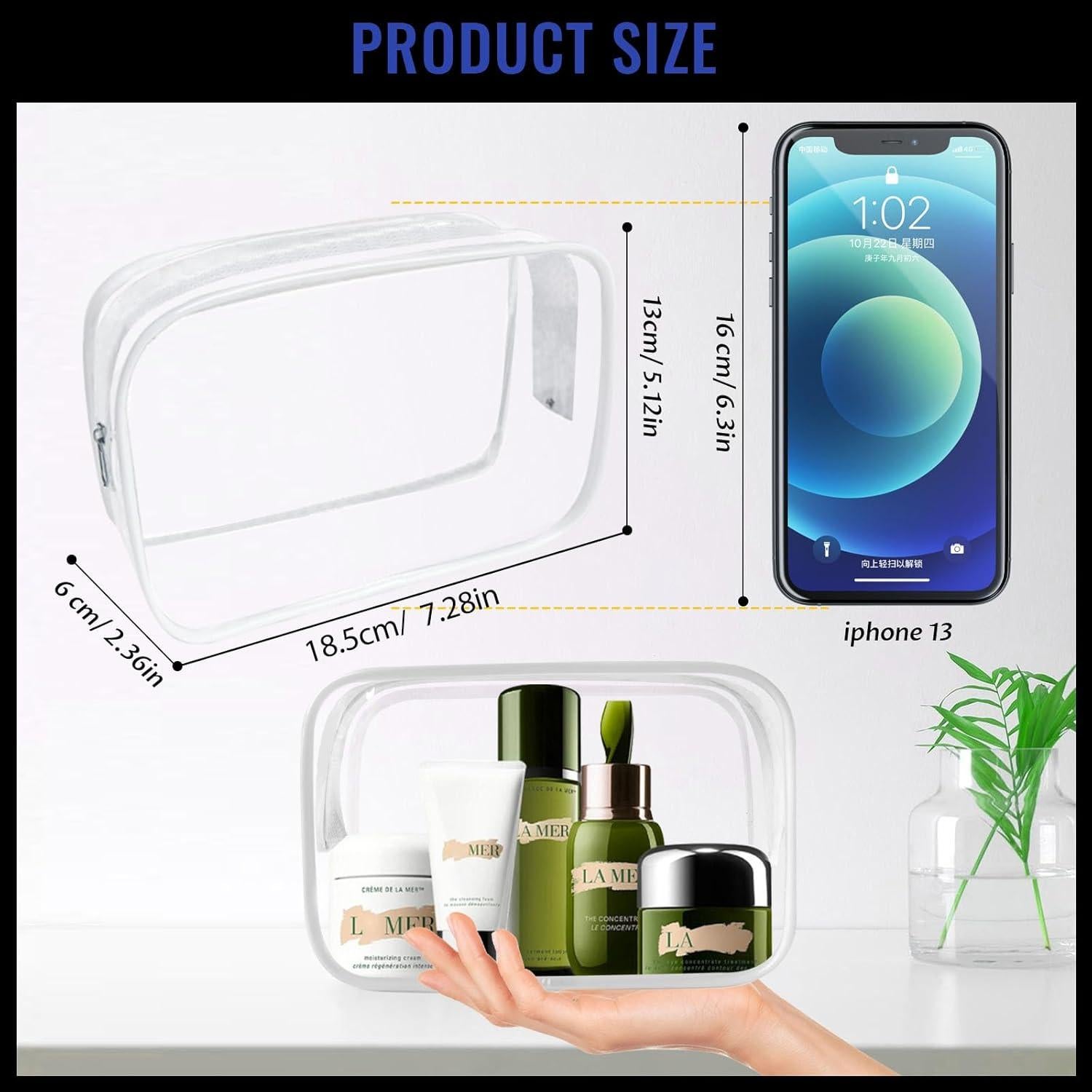 16 Bolsas de Maquillaje Transparentes TSA PVC Reutilizables