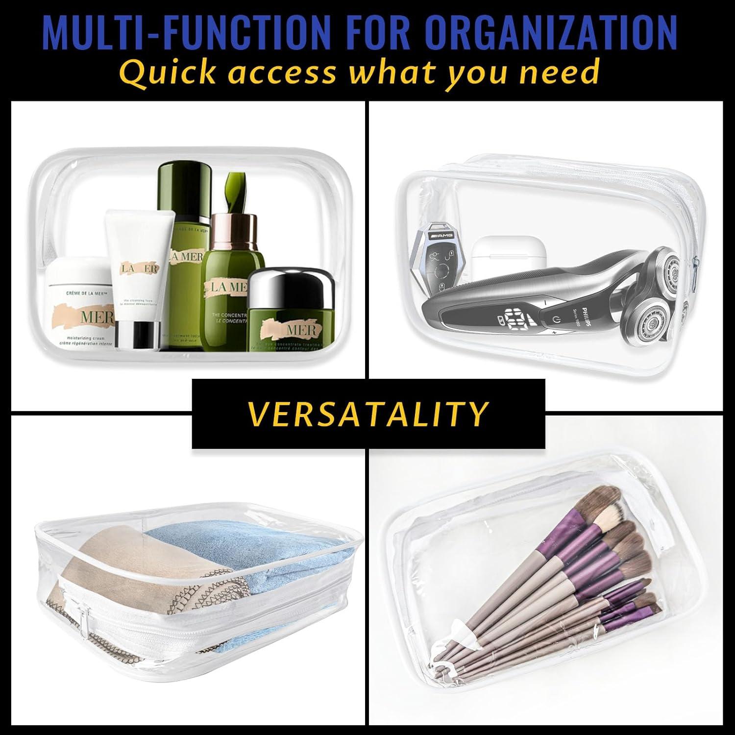 16 Bolsas de Maquillaje Transparentes TSA PVC Reutilizables