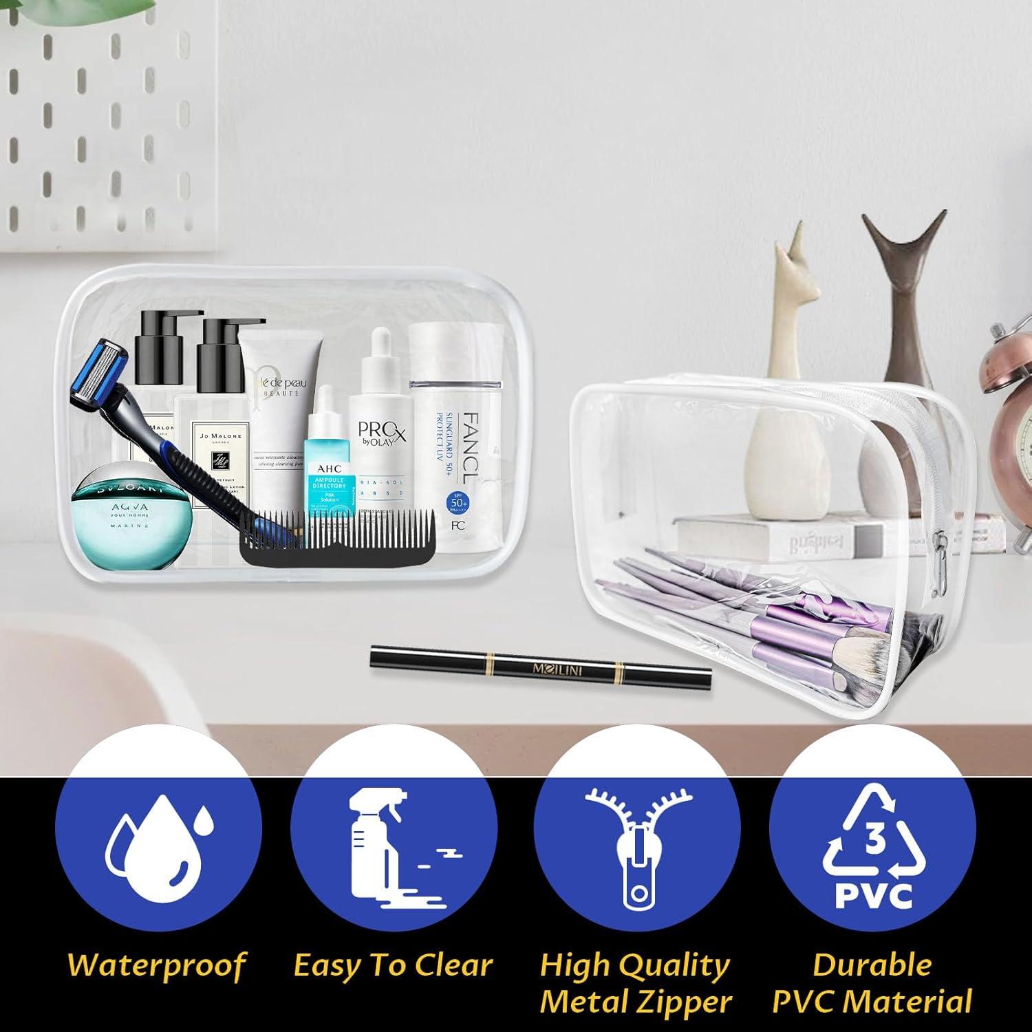 16 Bolsas de Maquillaje Transparentes TSA PVC Reutilizables