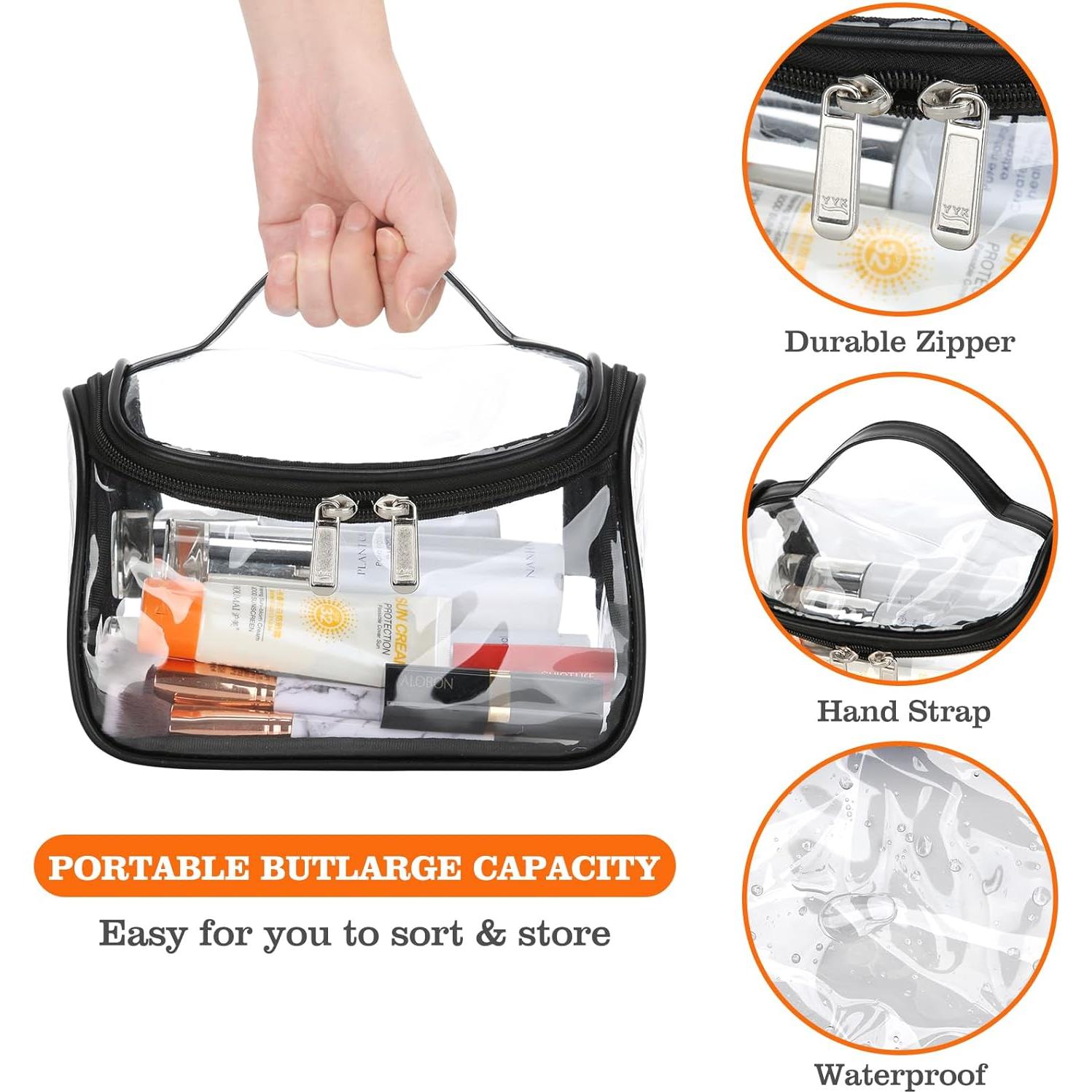 Bolsa Cosmética Transparente HAOGUAGUA 20x17x14.5 cm Negra