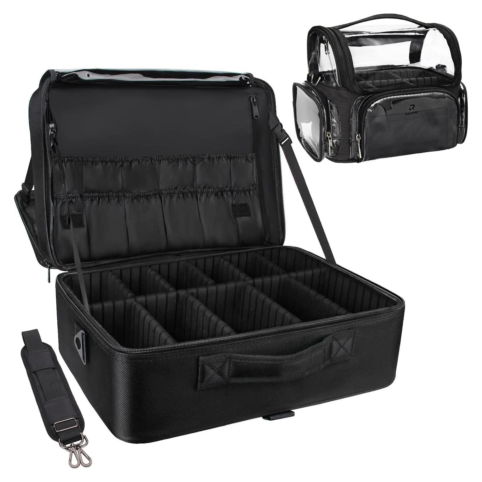 Estuche de Maquillaje Extra Grande Relavel Negro con Divisores