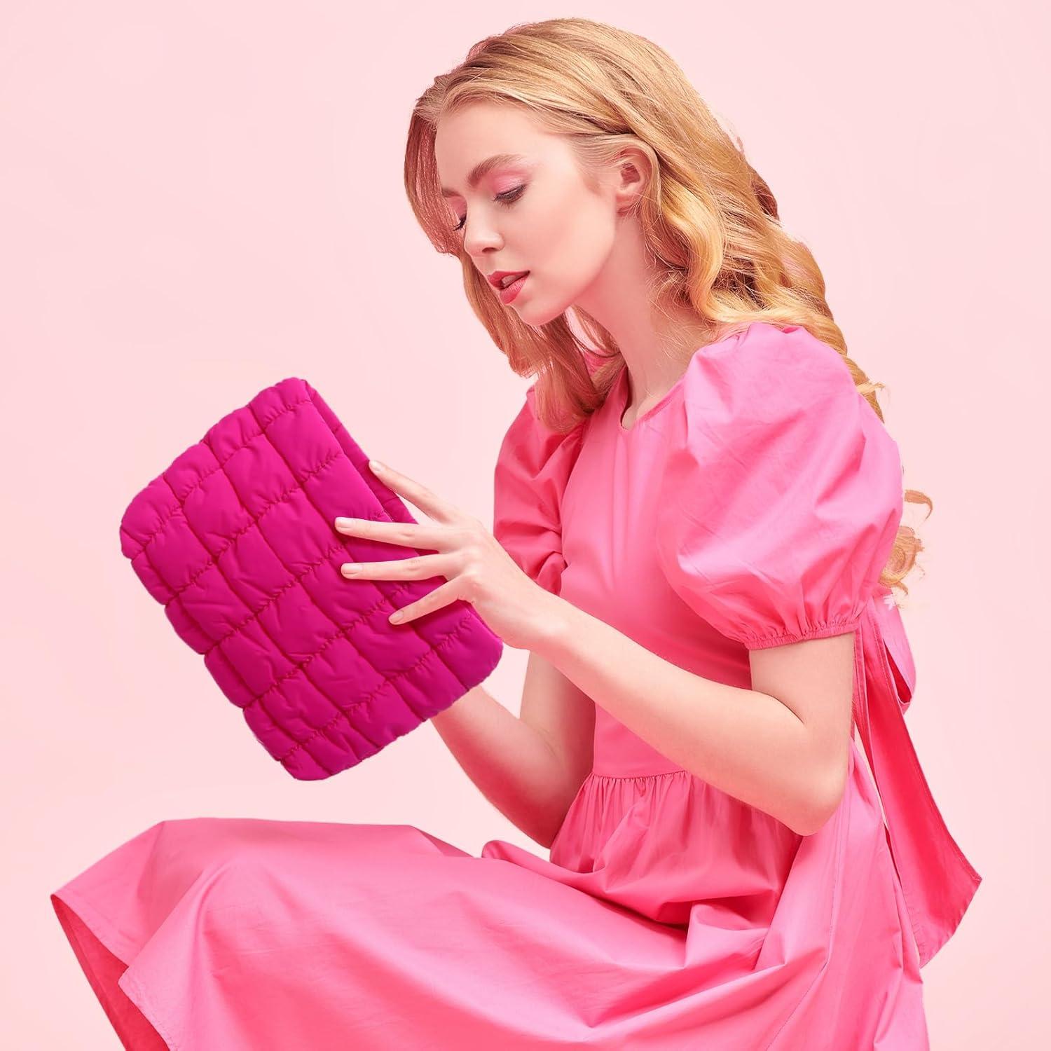 Bolsa de Maquillaje Acolchada Hillban 25x18cm Rojo Rosa