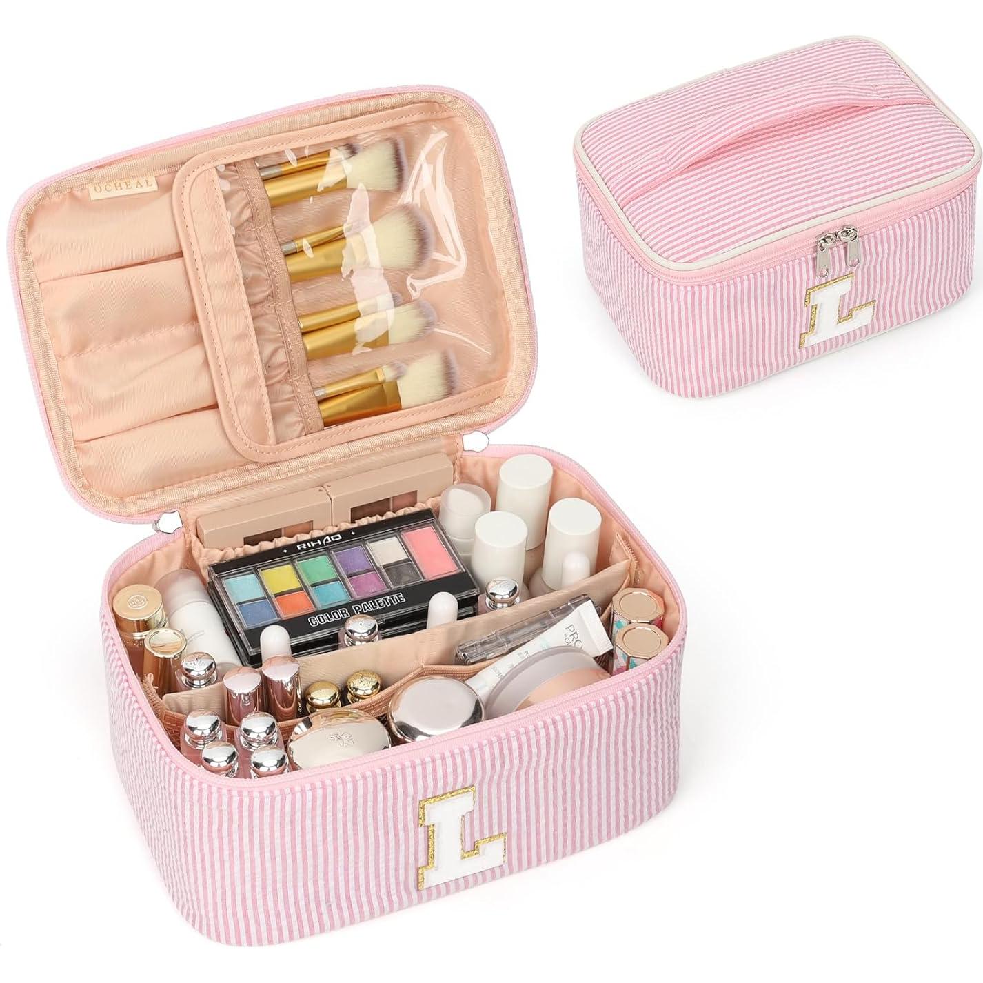 Bolsa de Maquillaje Rosa OCHEAL con Soporte para Brochas