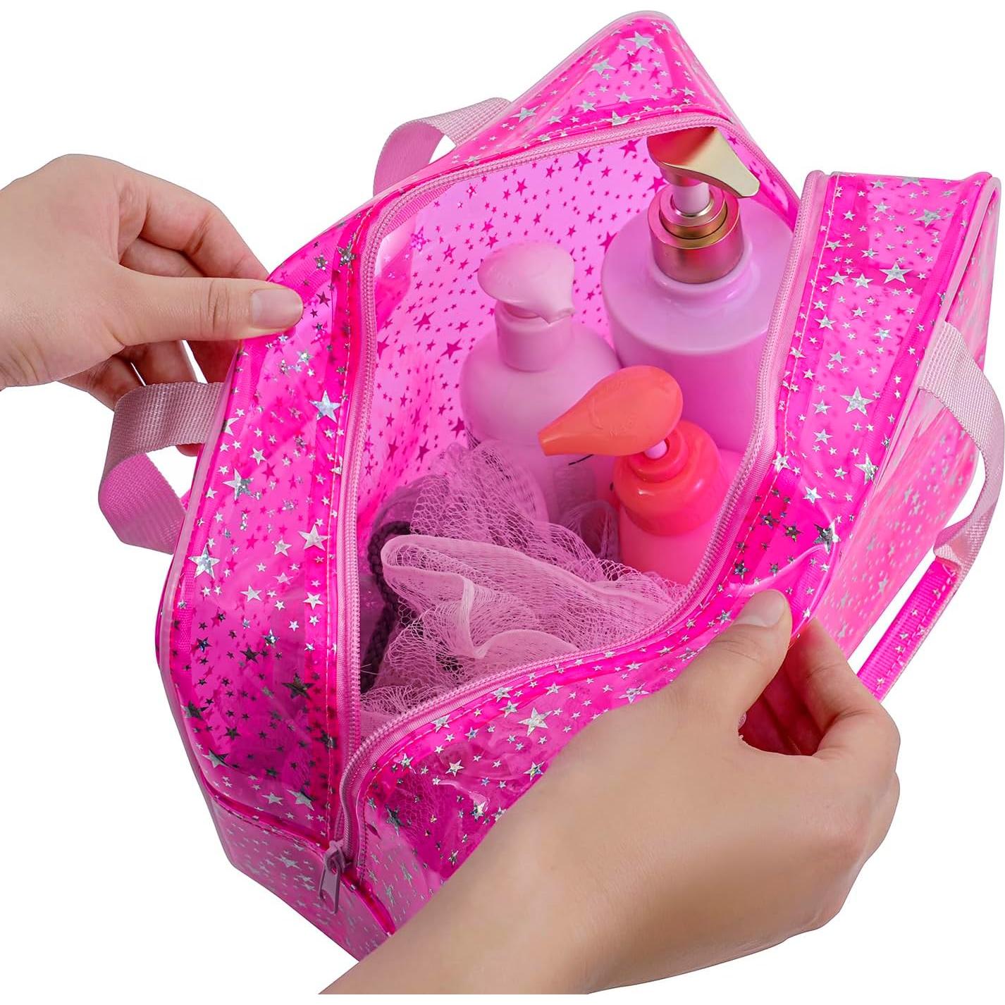 Bolsa Cosmética Grande PVC Transparente con Estrella 30x13x22cm
