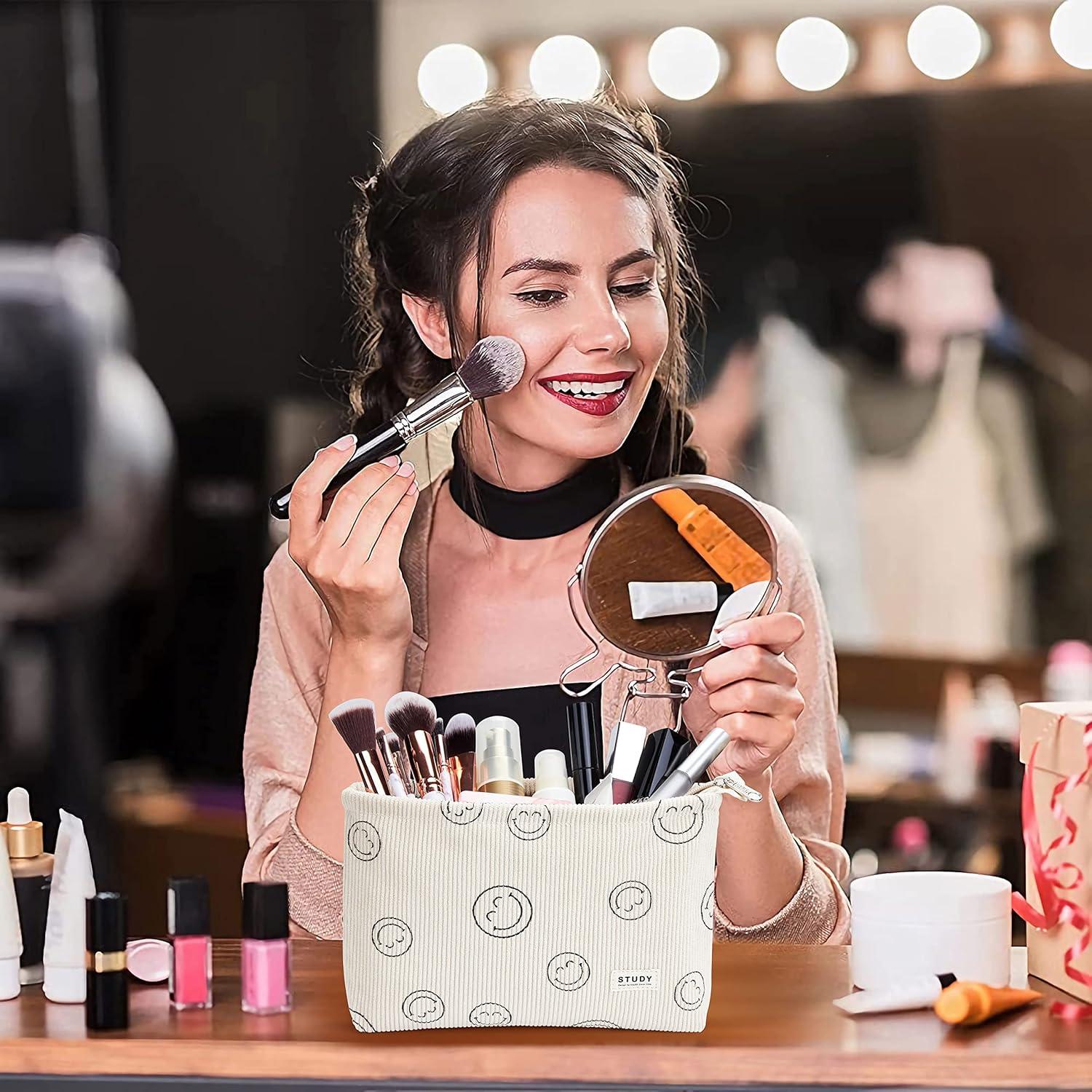 Bolsa de Maquillaje WLLWOO 2 Piezas Impermeable Corduroy