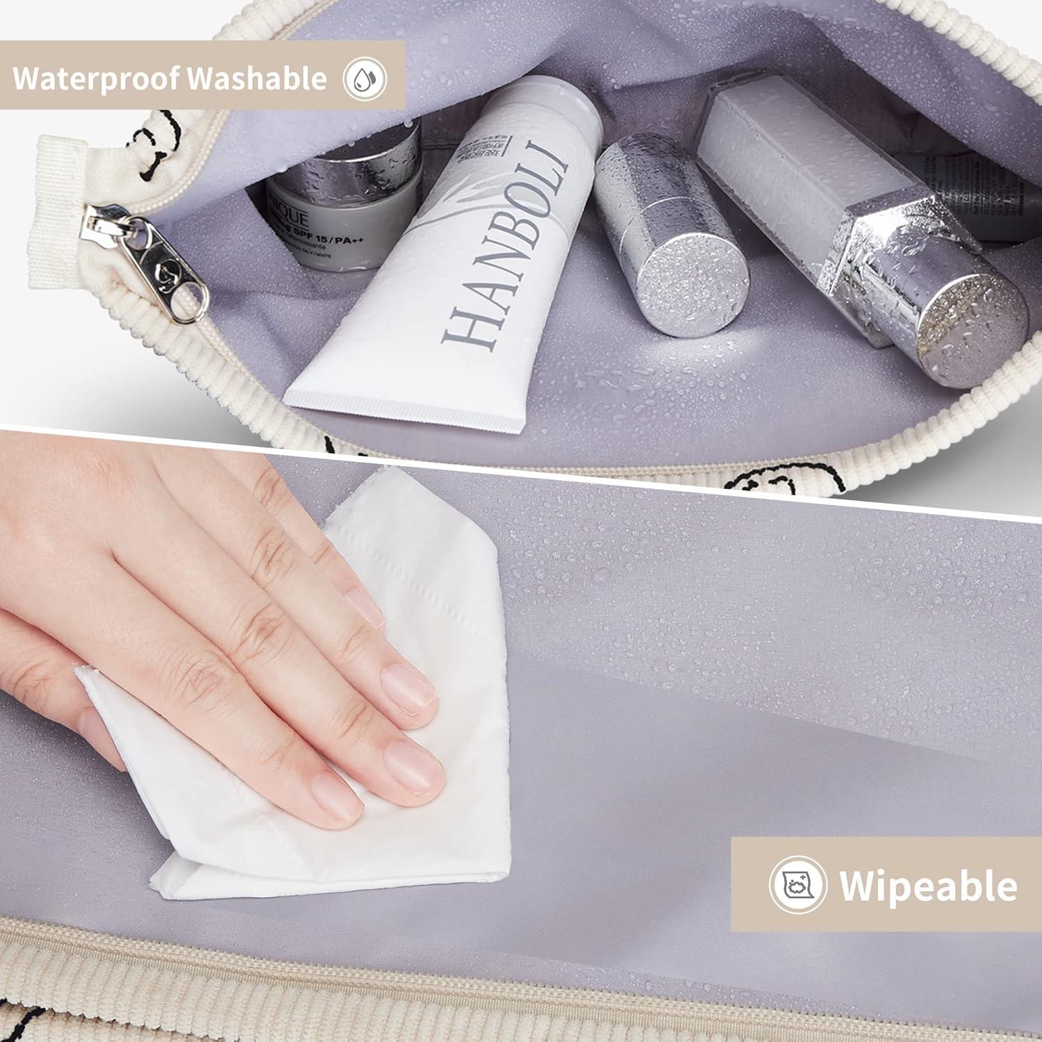 Bolsa de Maquillaje WLLWOO 2 Piezas Impermeable Corduroy