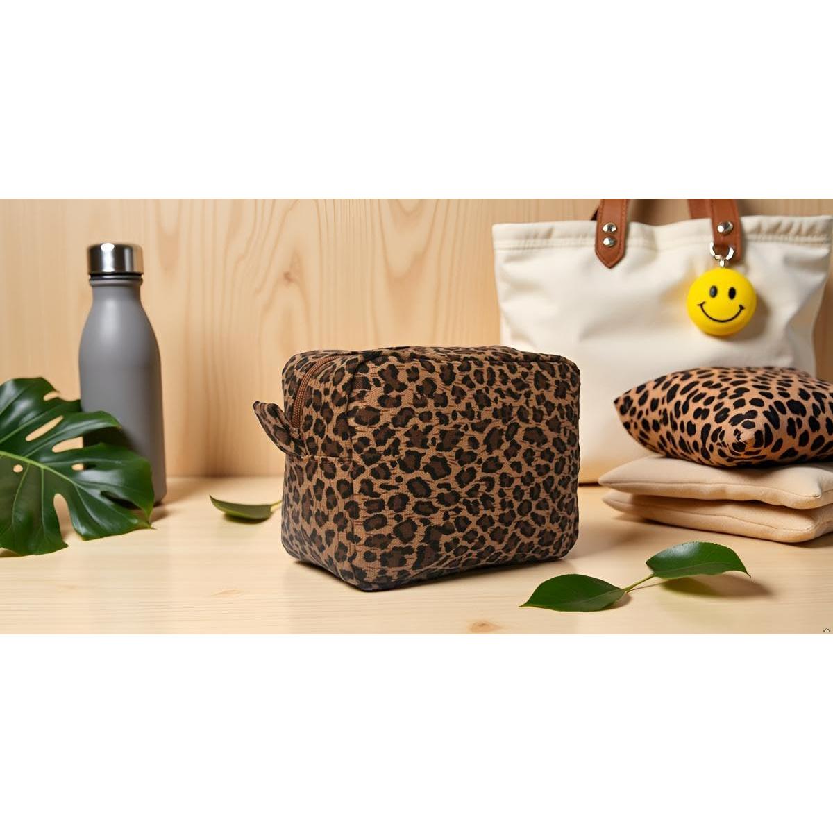 Bolsa de Maquillaje Lona Leopardo 4L Neceser Organizador