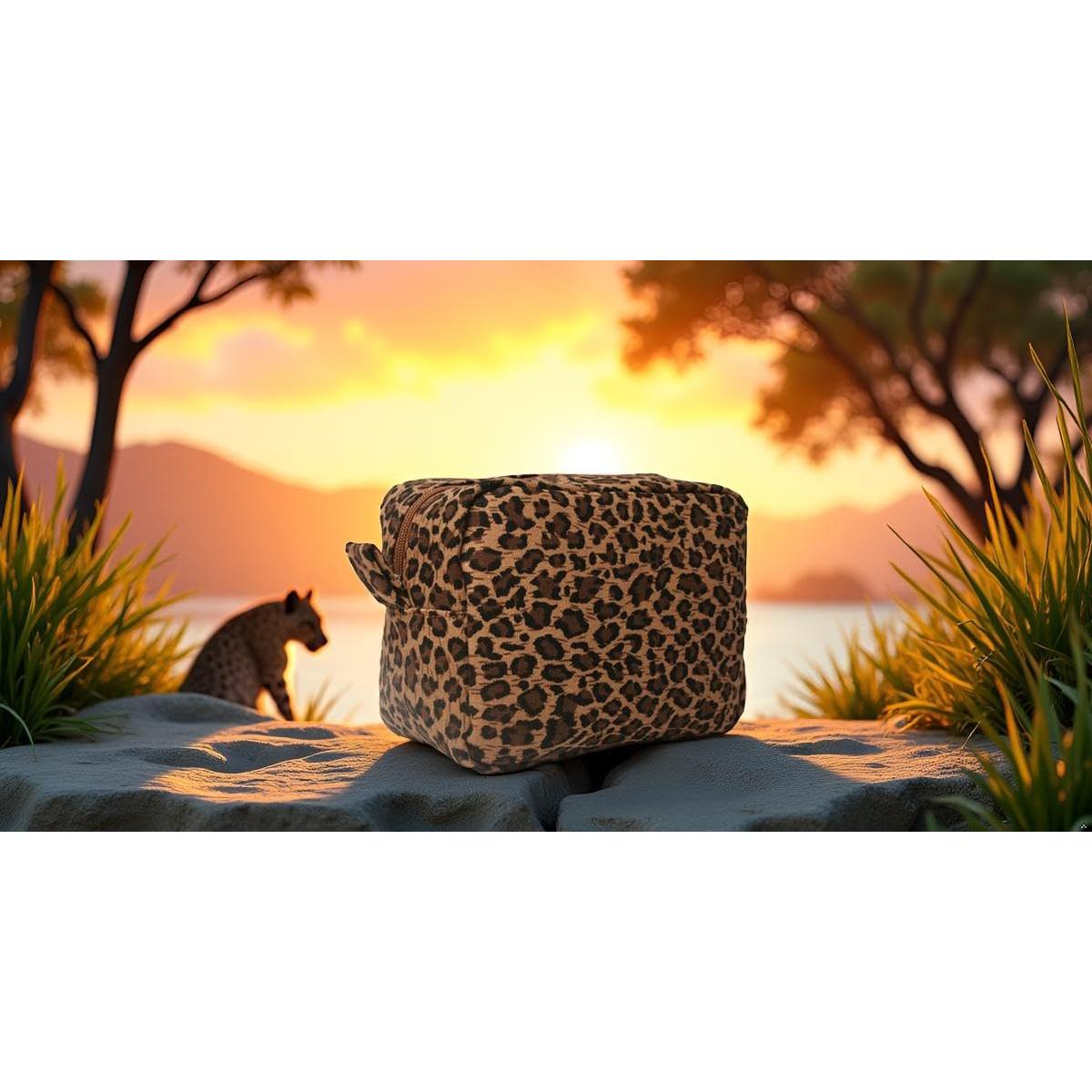 Bolsa de Maquillaje Lona Leopardo 4L Neceser Organizador