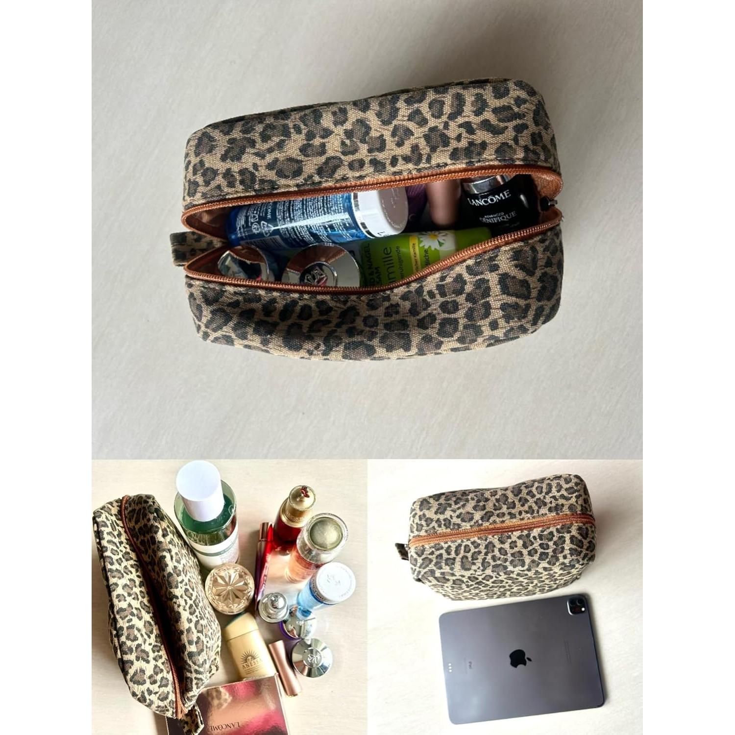 Bolsa de Maquillaje Lona Leopardo 4L Neceser Organizador