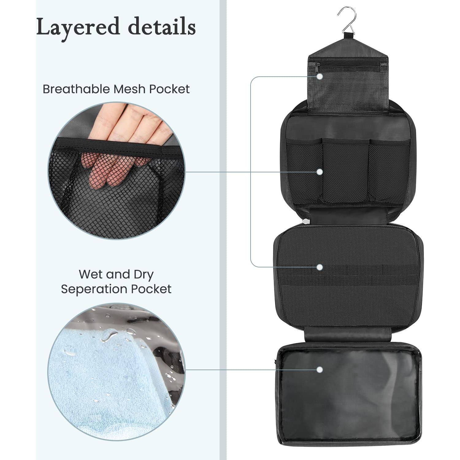 Bolsa de Aseo Colgante Maliton Negra 28.4x19.3cm Impermeable