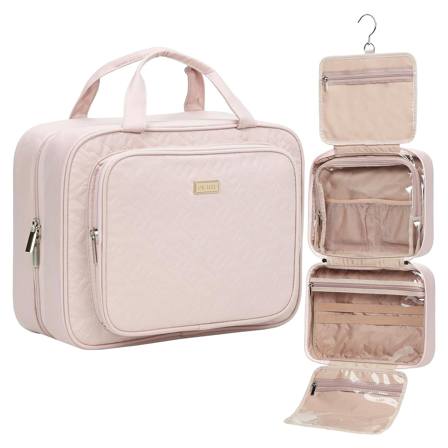 Bolsa de Aseo de Viaje NISHEL Rosa para Mujeres 30.5x22.9cm