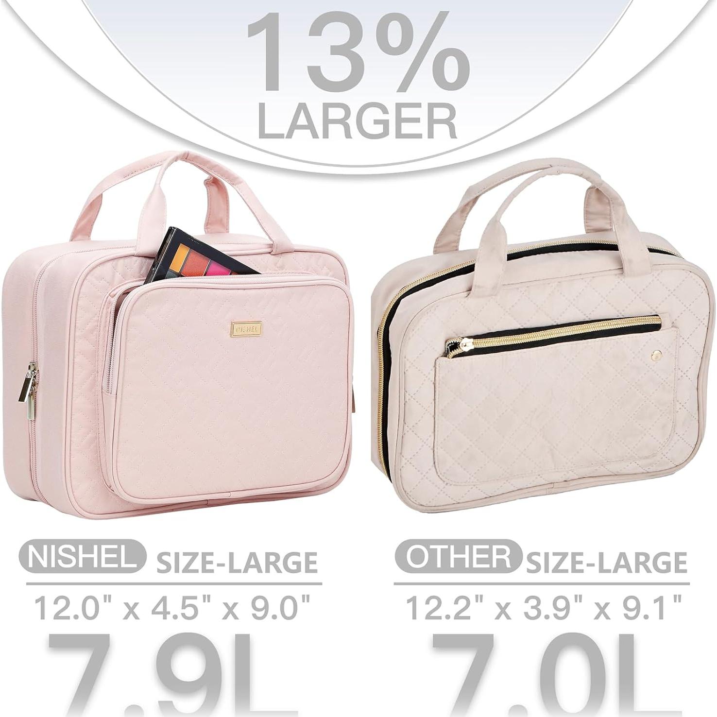 Bolsa de Aseo de Viaje NISHEL Rosa para Mujeres 30.5x22.9cm