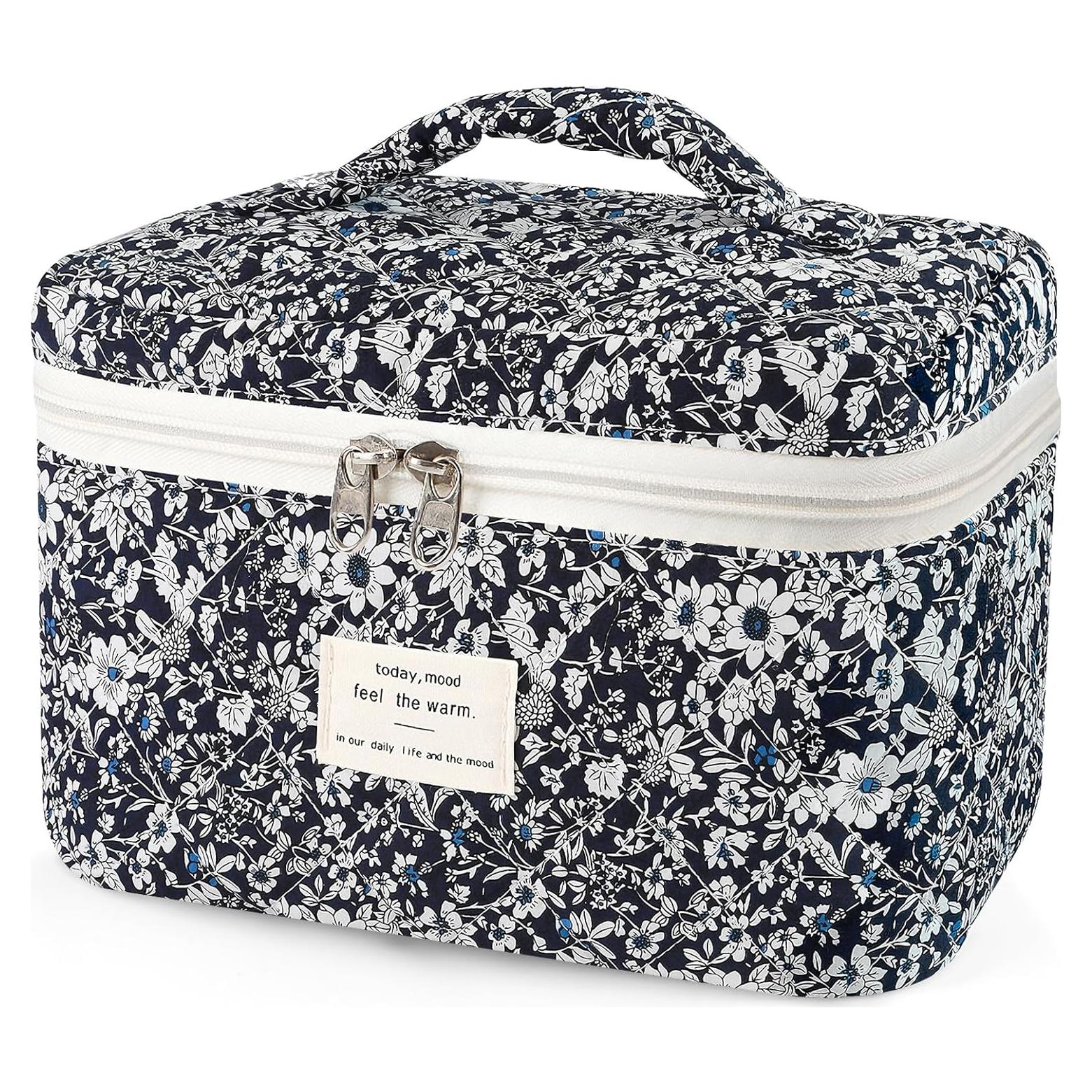 Bolsa de Maquillaje Acolchada Givurao Floral Rosa 25.4x15.2cm