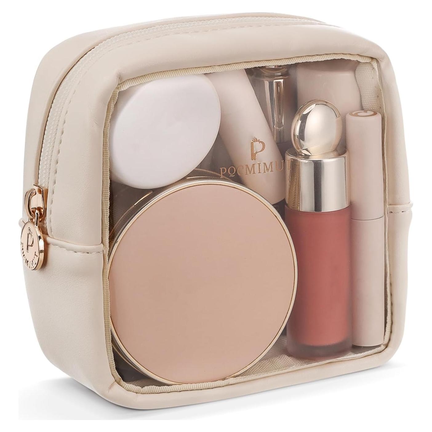 Bolsa de Maquillaje Mini Pocmimut Beige Transparente 13x13cm