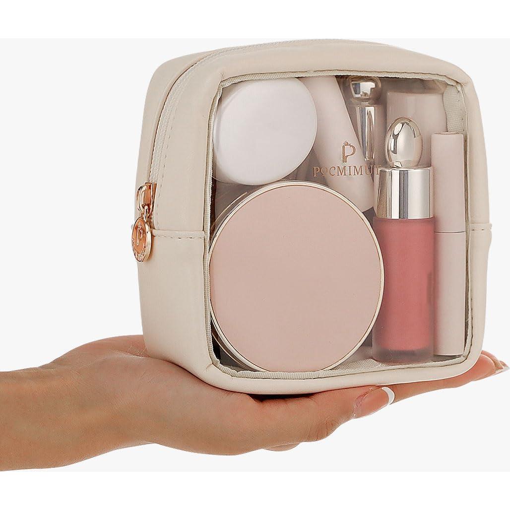 Bolsa de Maquillaje Mini Pocmimut Beige Transparente 13x13cm
