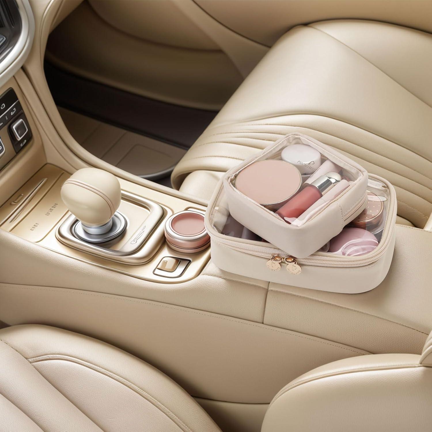 Bolsa de Maquillaje Mini Pocmimut Beige Transparente 13x13cm