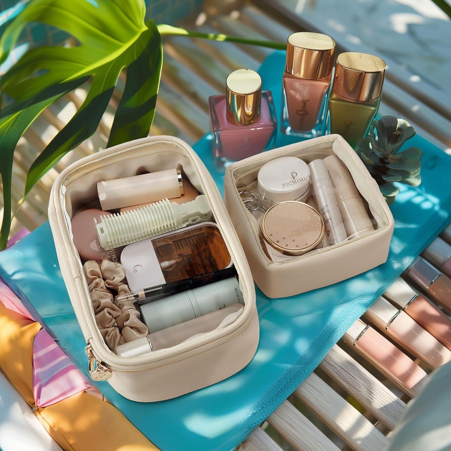 Bolsa de Maquillaje Mini Pocmimut Beige Transparente 13x13cm