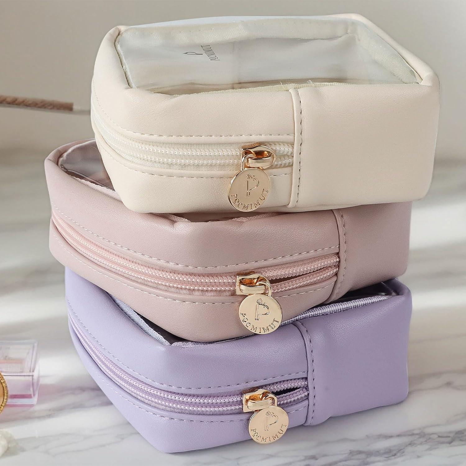 Bolsa de Maquillaje Mini Pocmimut Beige Transparente 13x13cm