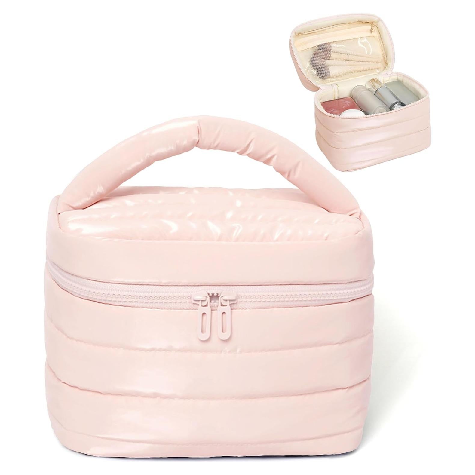 Bolsa de Maquillaje de Viaje Prite Puffy Rosa Impermeable