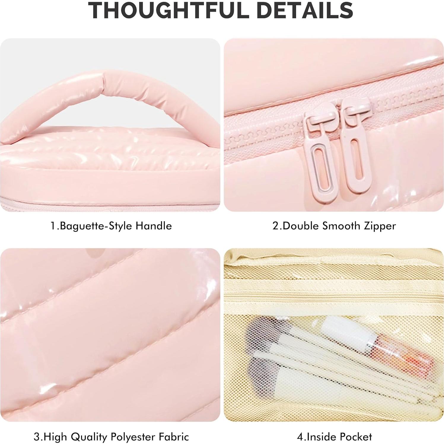 Bolsa de Maquillaje de Viaje Prite Puffy Rosa Impermeable