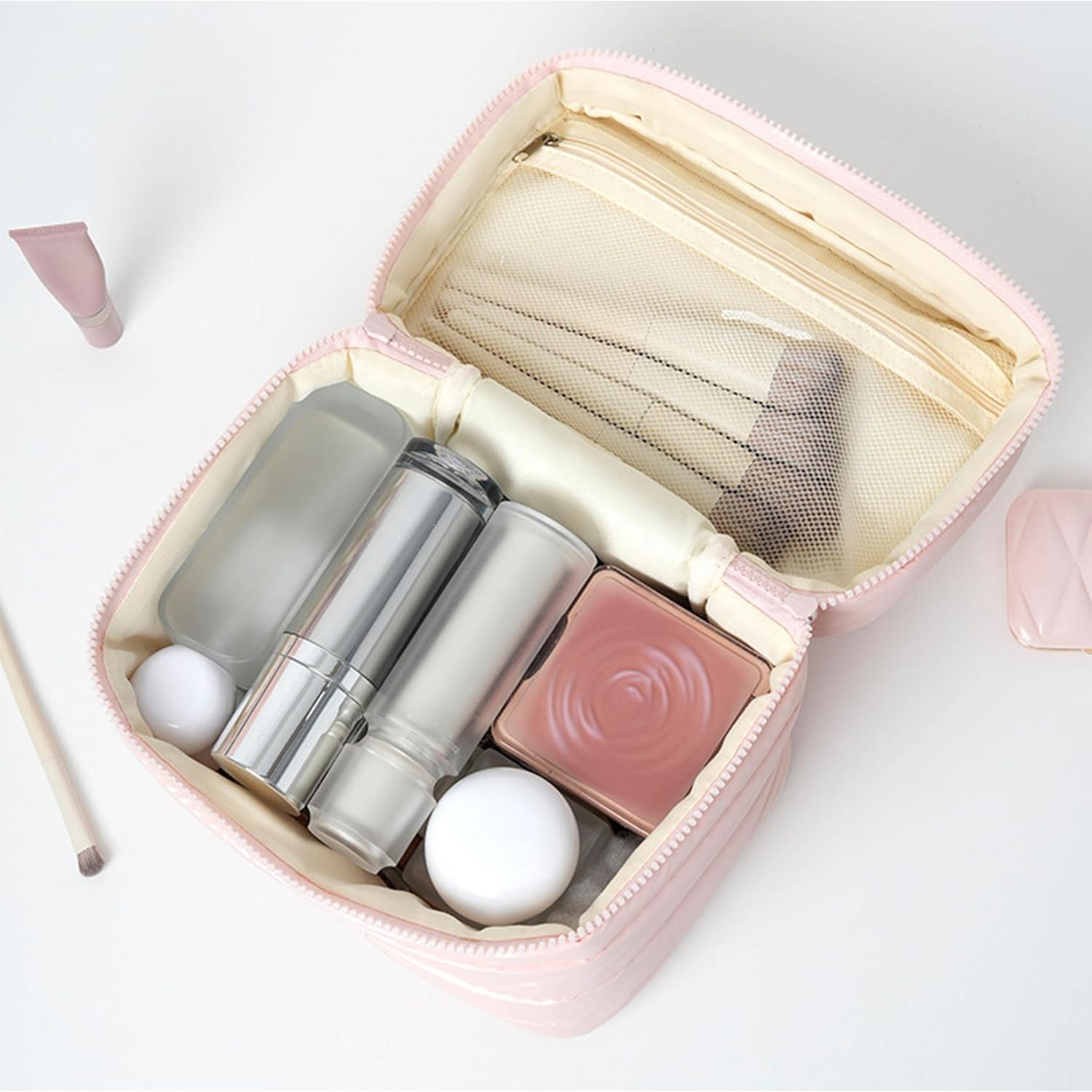 Bolsa de Maquillaje de Viaje Prite Puffy Rosa Impermeable