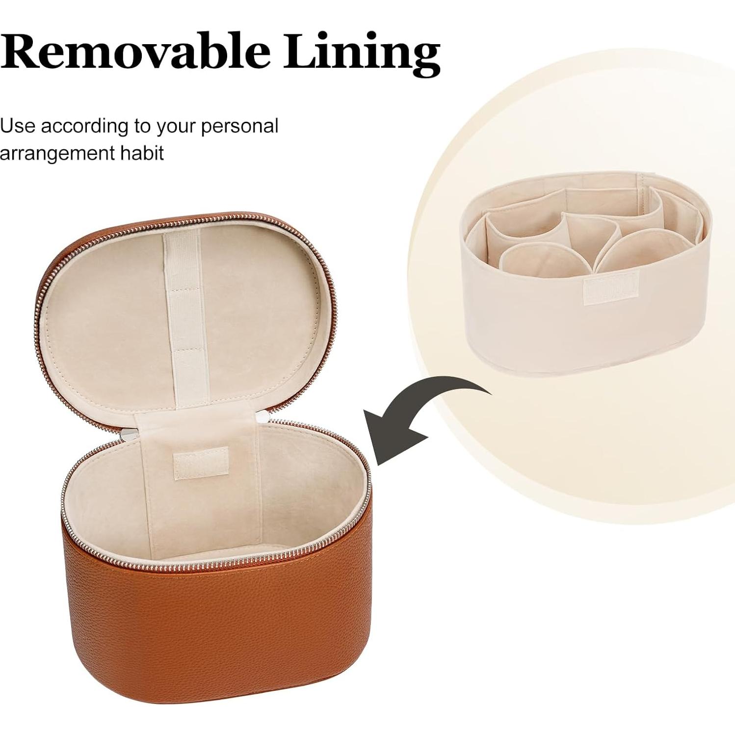 Estuche Cosmético de Cuero Negro para Maquillaje 20.1x15cm