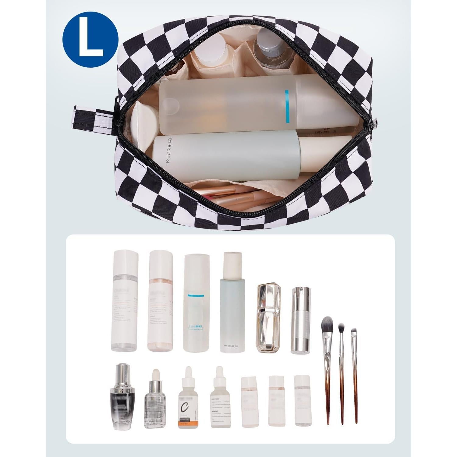 Bolsa de Maquillaje Grande Narwey Cuadros Negros Organizador