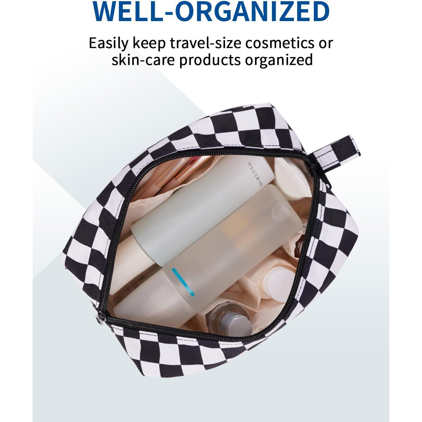 Bolsa de Maquillaje Grande Narwey Cuadros Negros Organizador