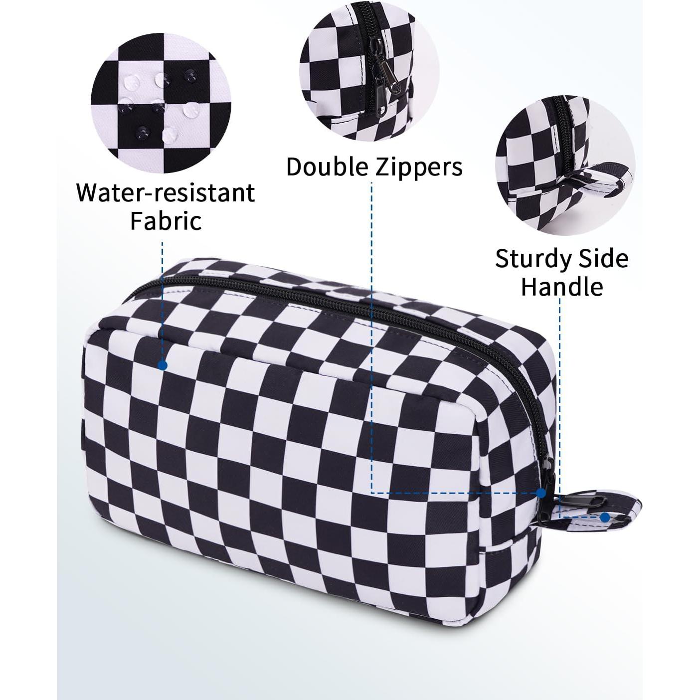 Bolsa de Maquillaje Grande Narwey Cuadros Negros Organizador