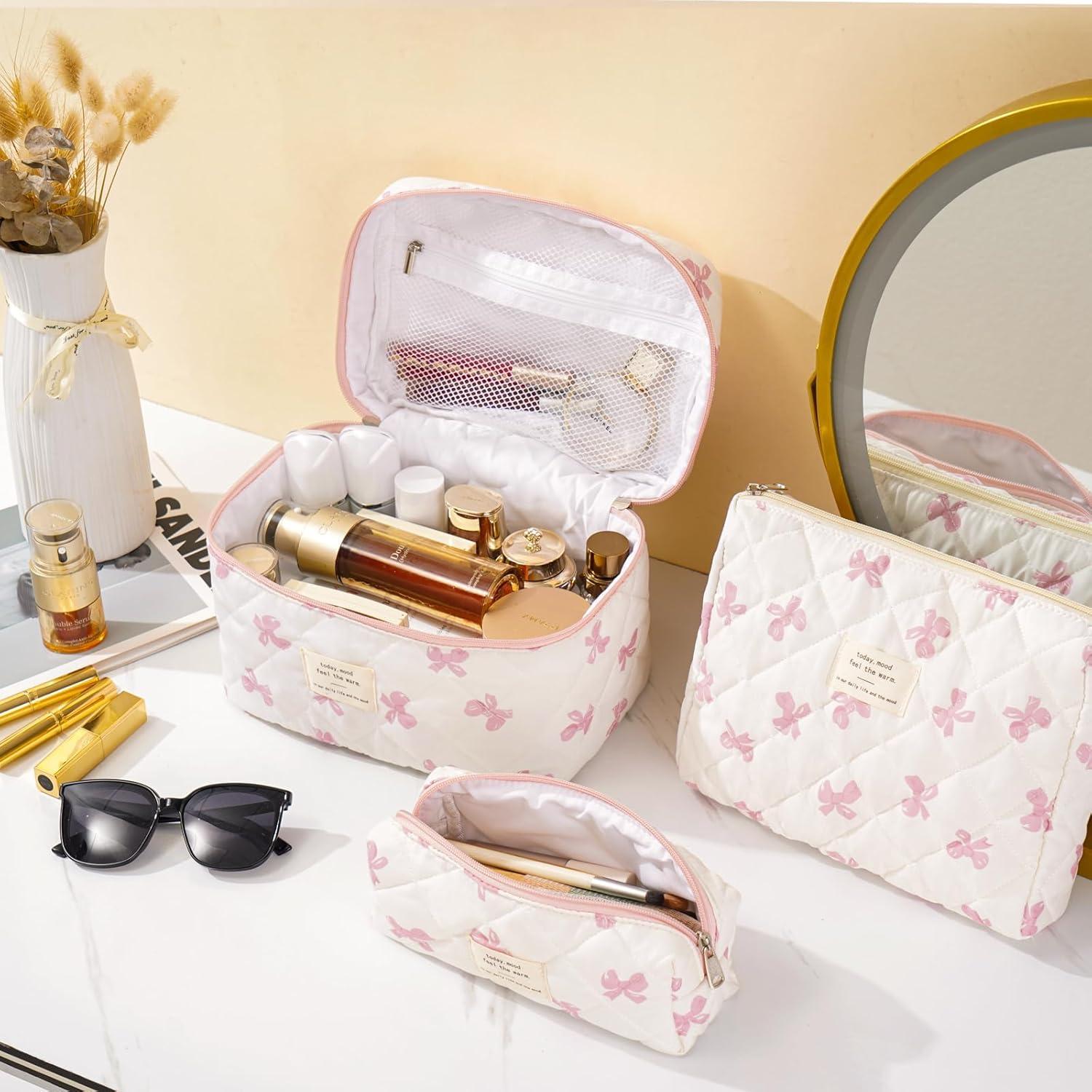 Bolsa de Maquillaje Acolchada UUYUUY 3PCS Algodón Floral