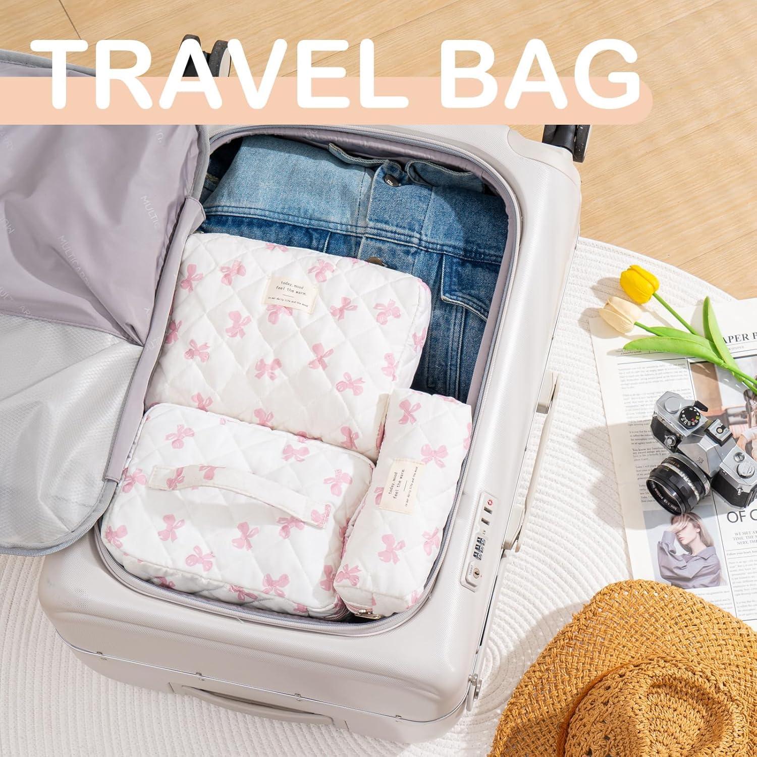 Bolsa de Maquillaje Acolchada UUYUUY 3PCS Algodón Floral