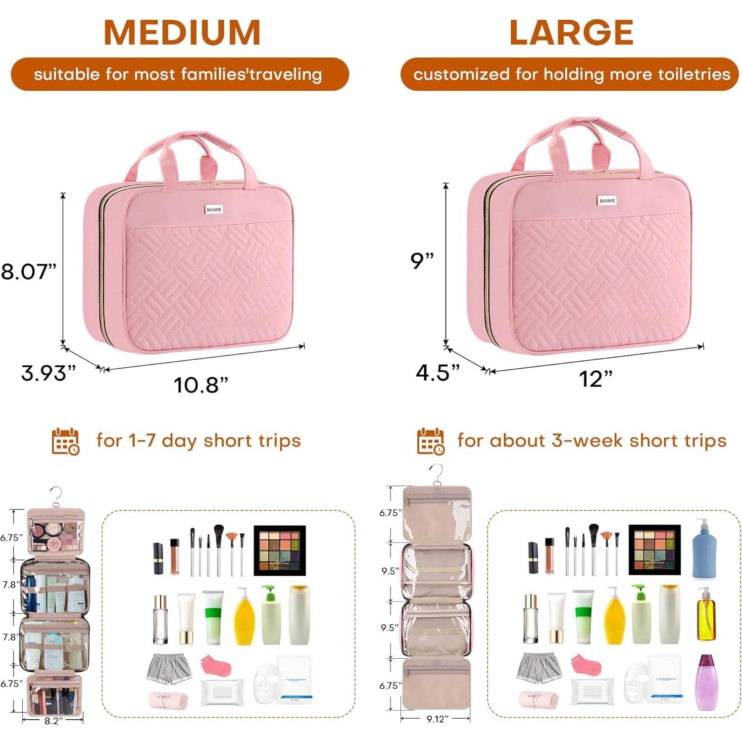 Bolsa de Aseo Colgante BAFAMYE Grande Rosa Resistente al Agua