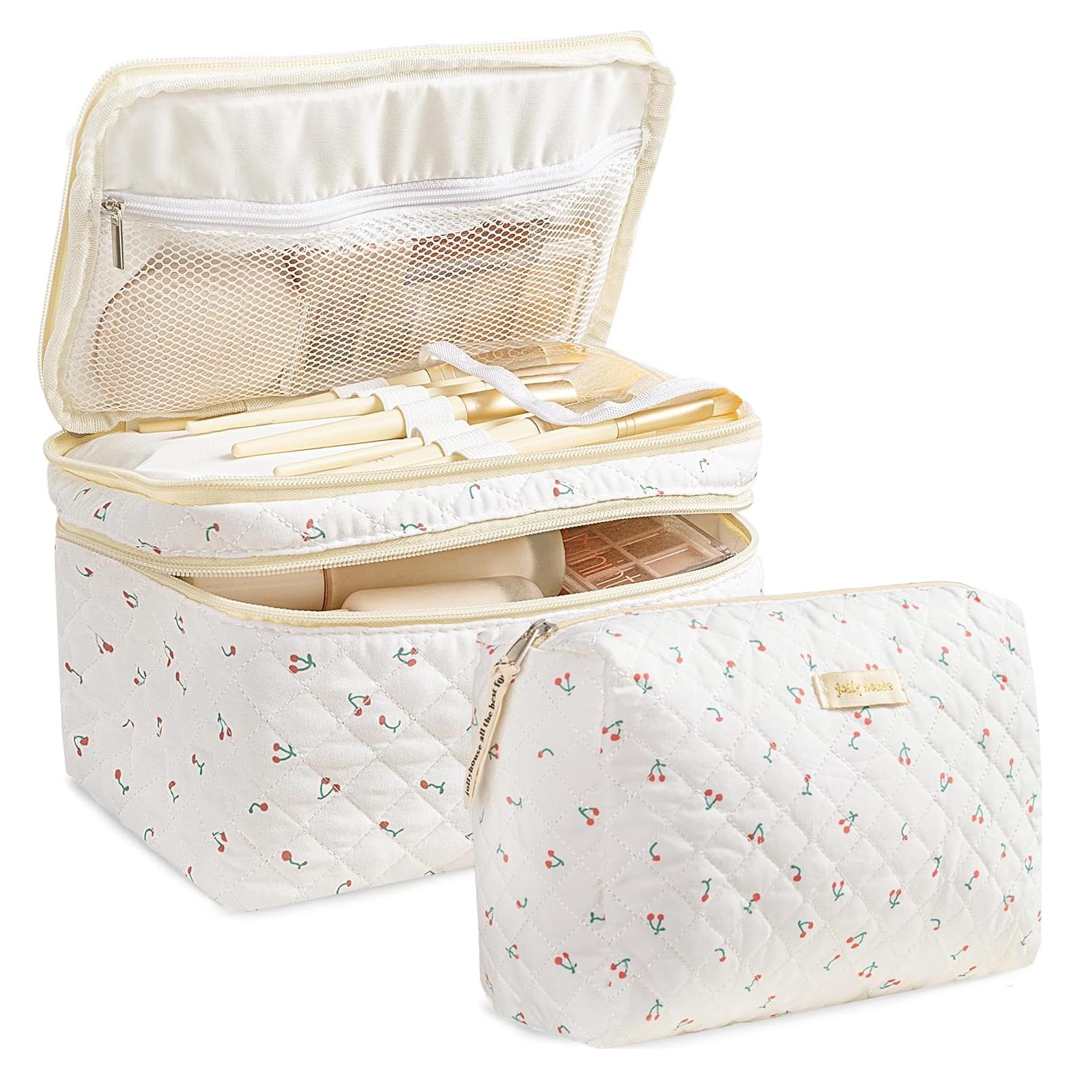 Bolsa de Maquillaje HBselect 2 Piezas Algodón Grande Rosa