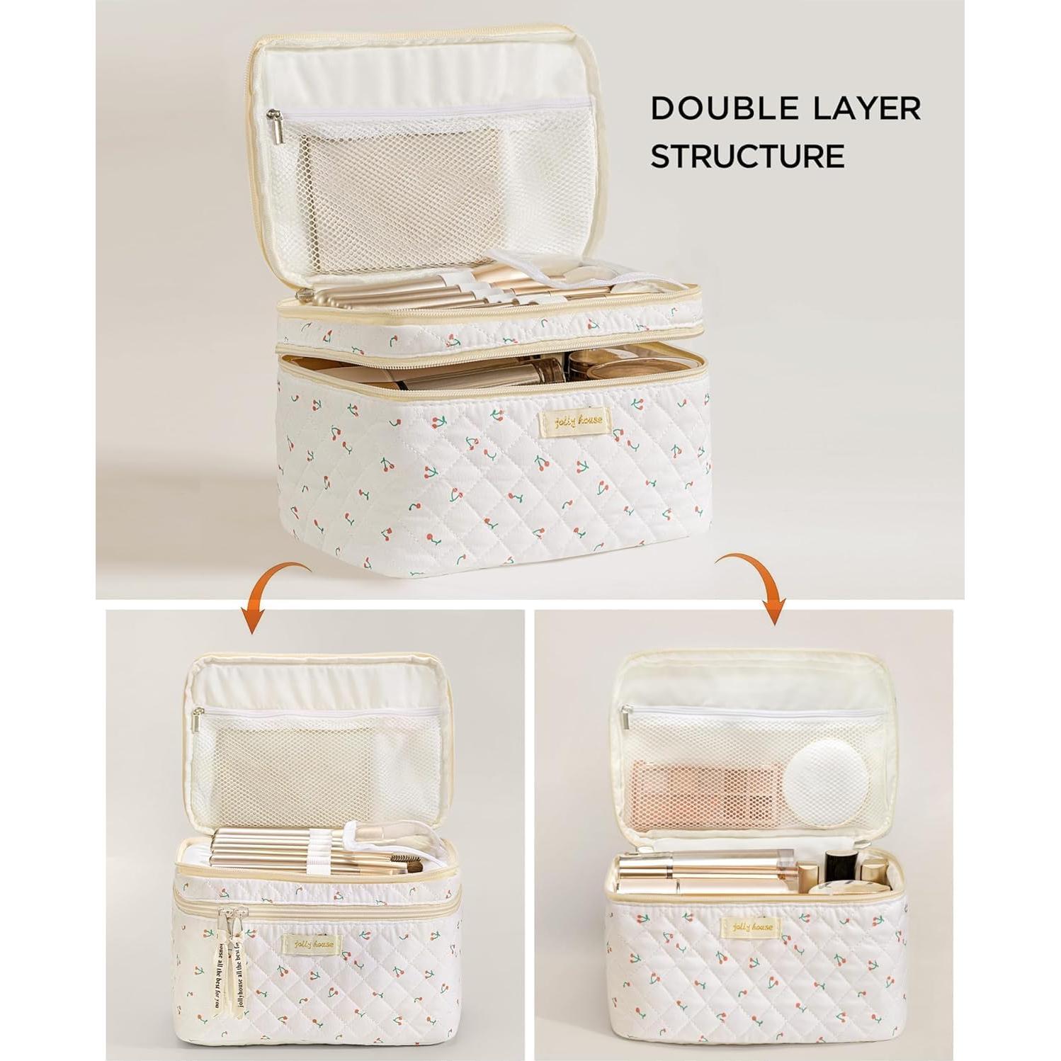 Bolsa de Maquillaje HBselect 2 Piezas Algodón Grande Rosa