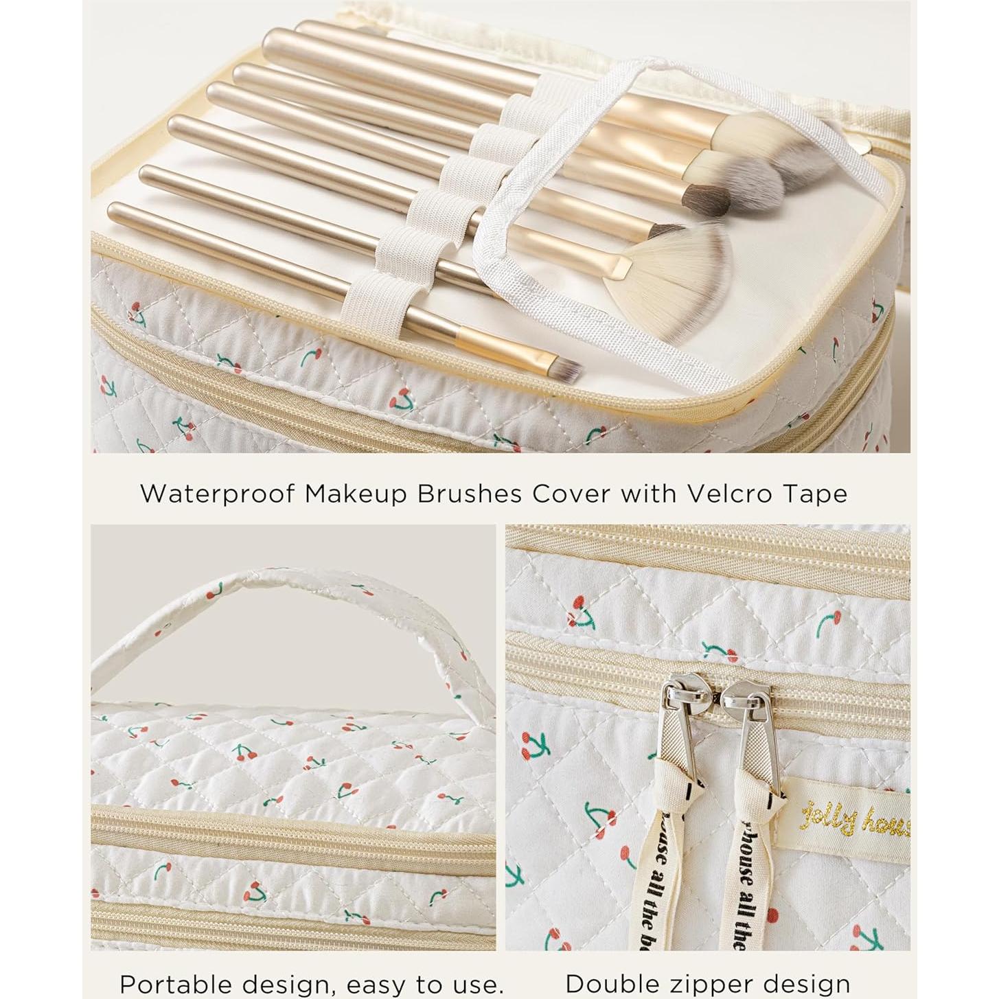 Bolsa de Maquillaje HBselect 2 Piezas Algodón Grande Rosa