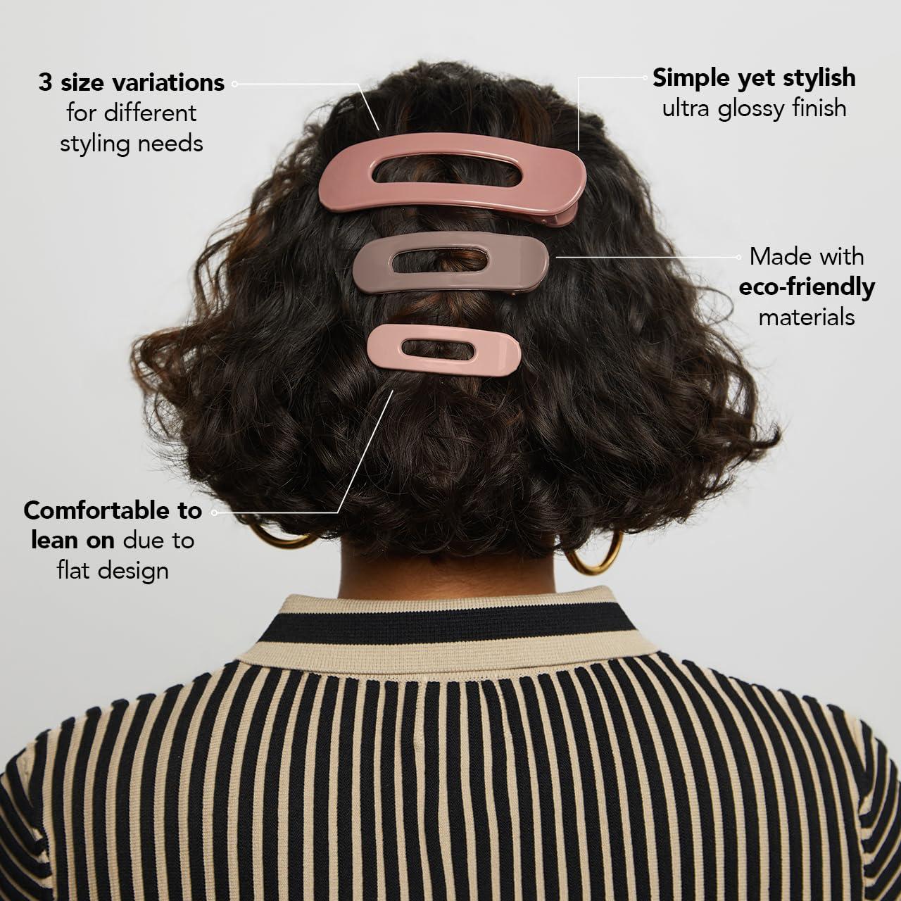 Pinzas Planas Kitsch Terracota 3pcs - Para Todo Tipo de Cabello