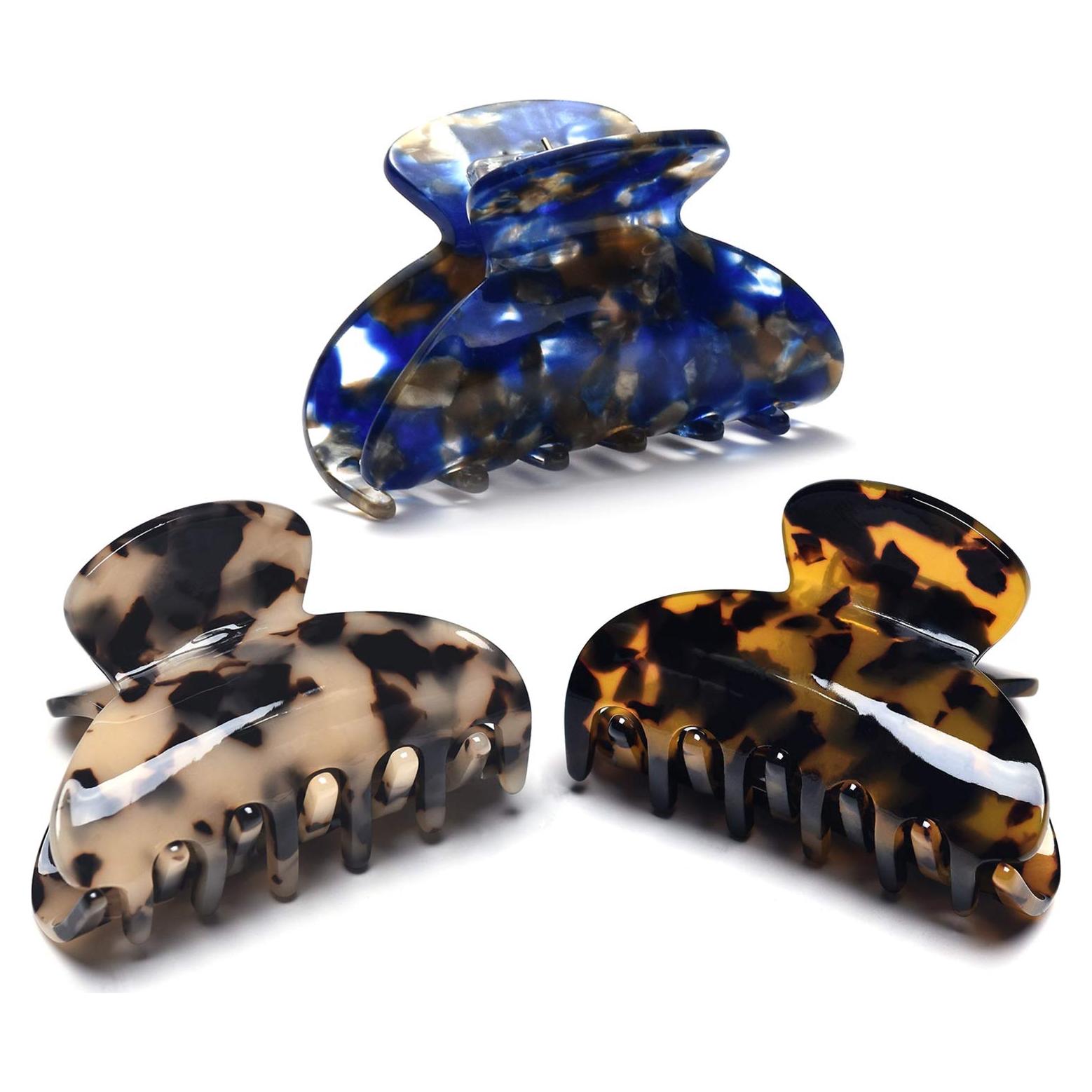 3 Clips de Garra de Cabello Medianos Dragon Fashion - Estampado Leopardo