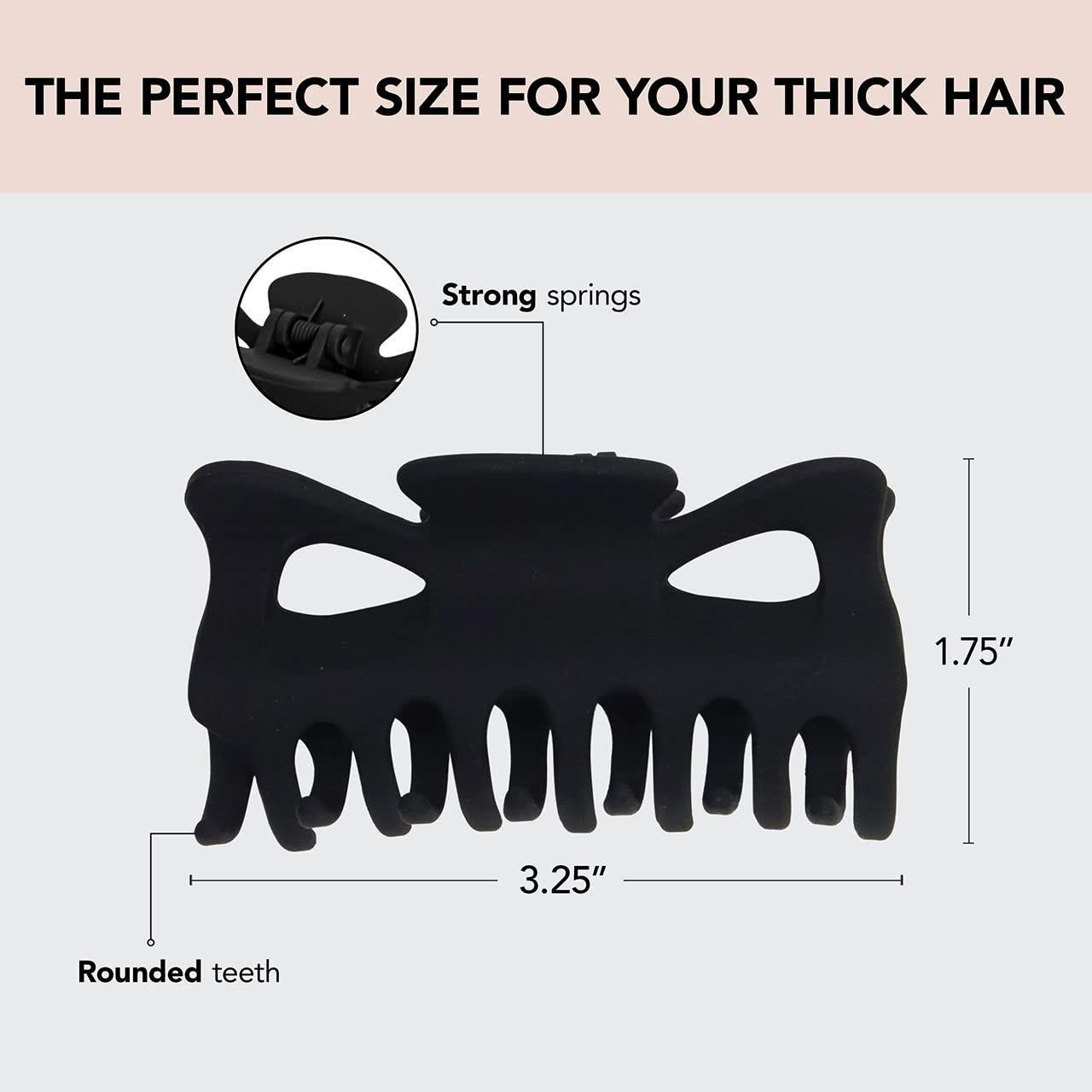 Clip de Garra Grande Kitsch para Cabello Grueso - Negro, 1pc