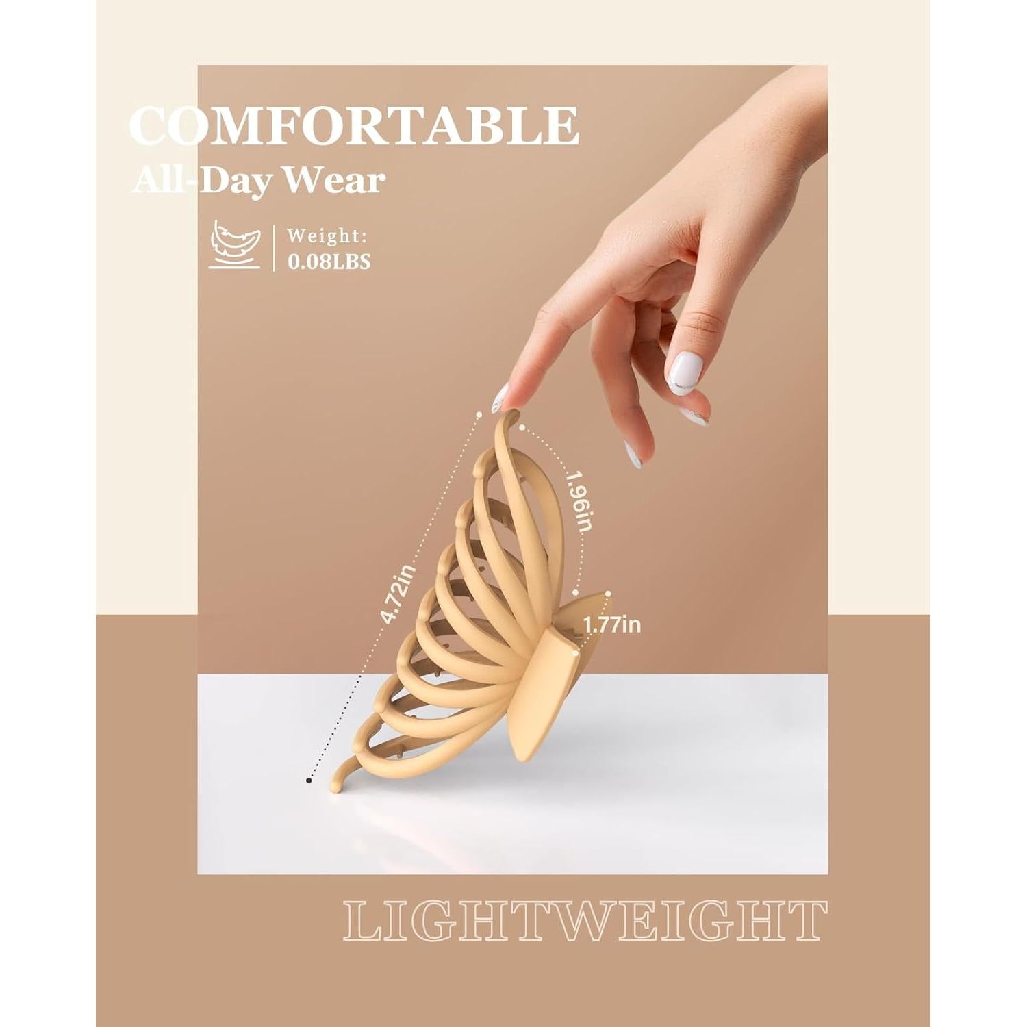 Pinzas de Garra Extra Grandes OPAUL para Cabello Grueso - 4 Colores