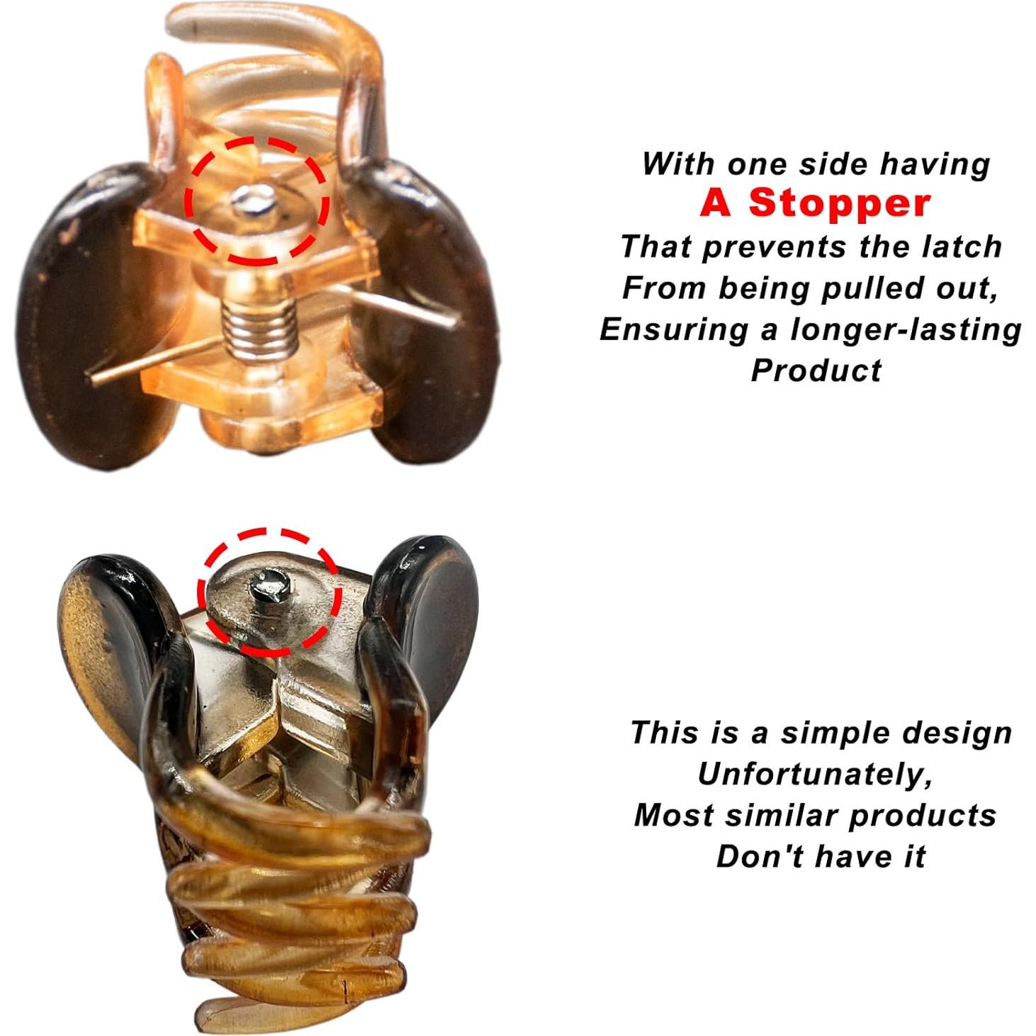 60 Clips de Garra Mini SmileStrands - Sujeción Fuerte, 3 Colores